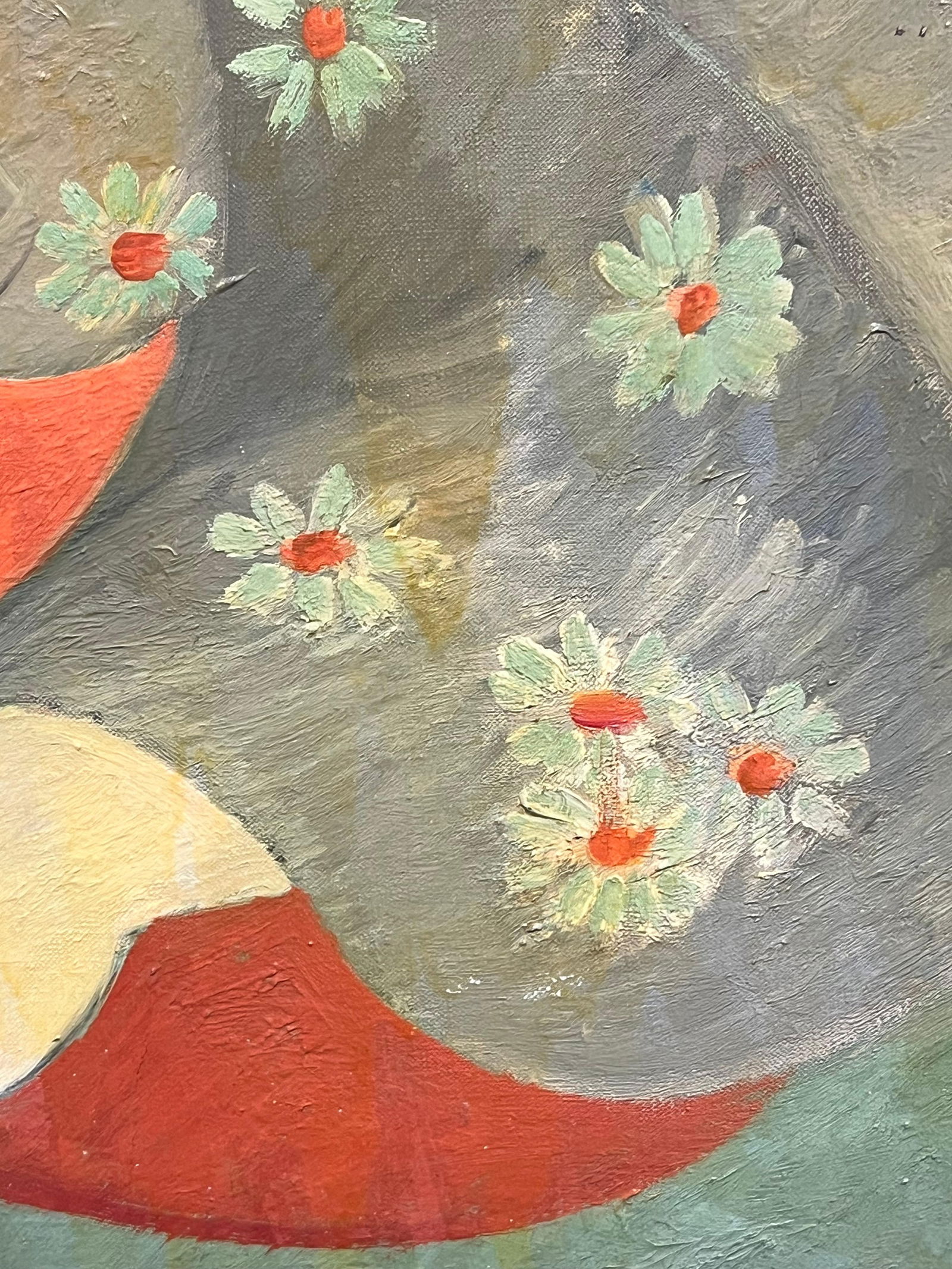 1930's French Post-Impressionist Oil Elegant Portrait of Woman in Floral Attire 1937 - 11