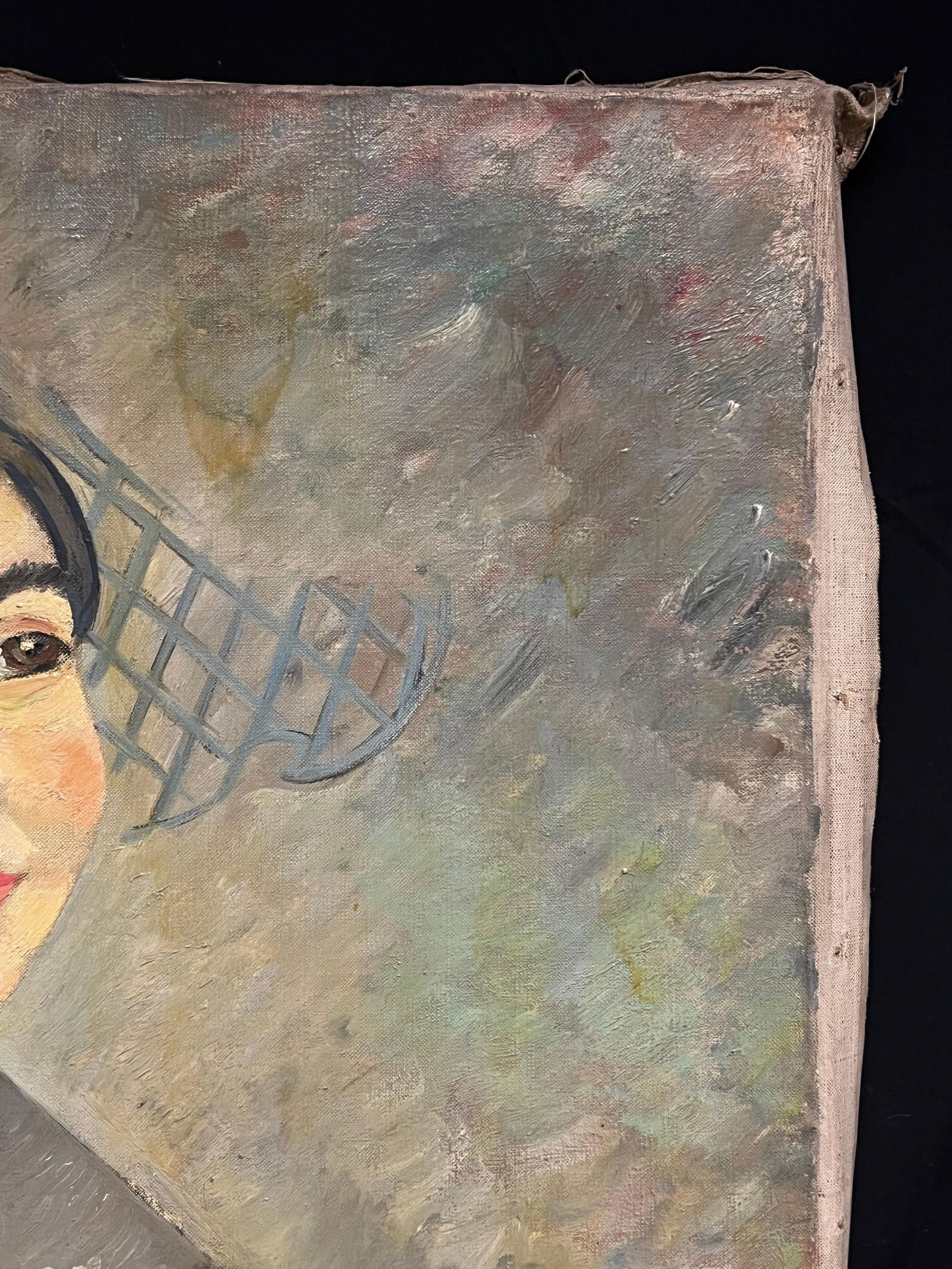 1930's French Post-Impressionist Oil Elegant Portrait of Woman in Floral Attire 1937 - 13