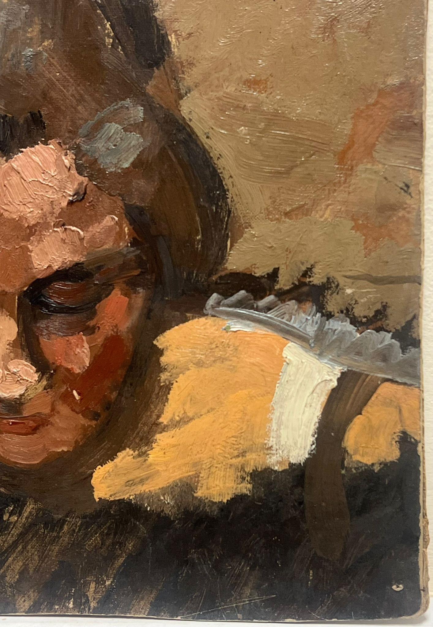 1930's French Post-Impressionist Oil Portrait of Woman in Pensive Thought mid 20th Century - 5