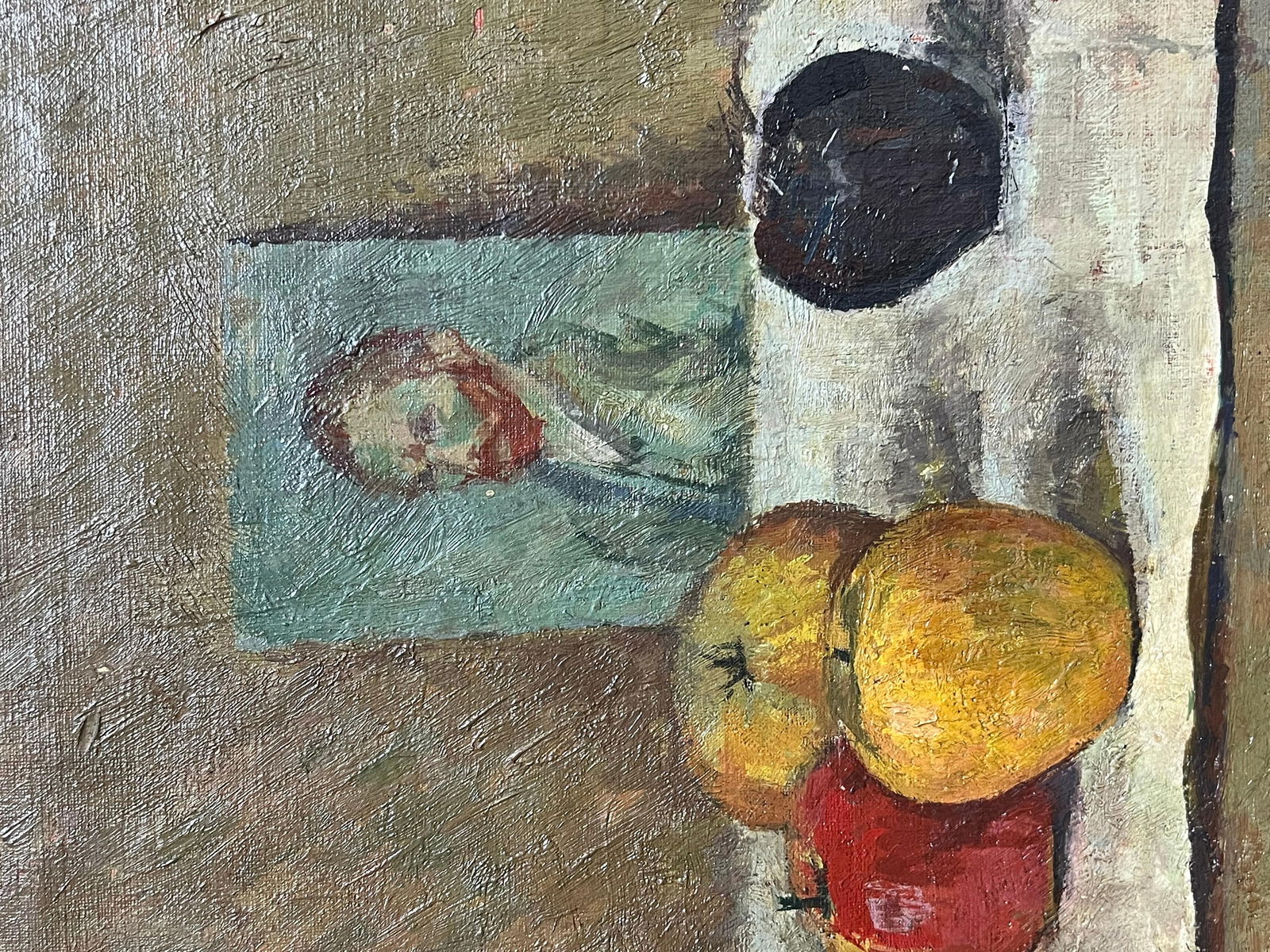 1930's French Post-Impressionist Oil Still Life Fruit & Portrait of Van Gogh 1930's - 10