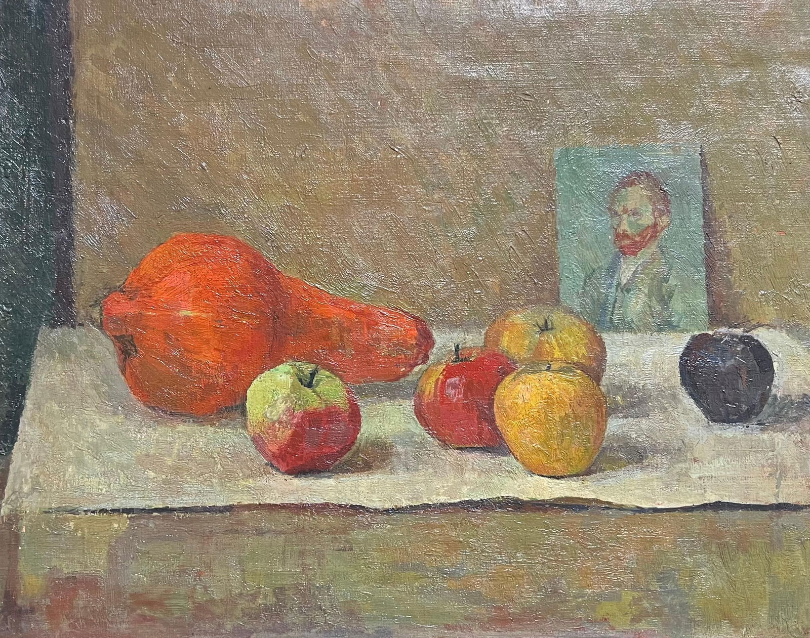 1930's French Post-Impressionist Oil Still Life Fruit & Portrait of Van Gogh 1930's (1 of 13)