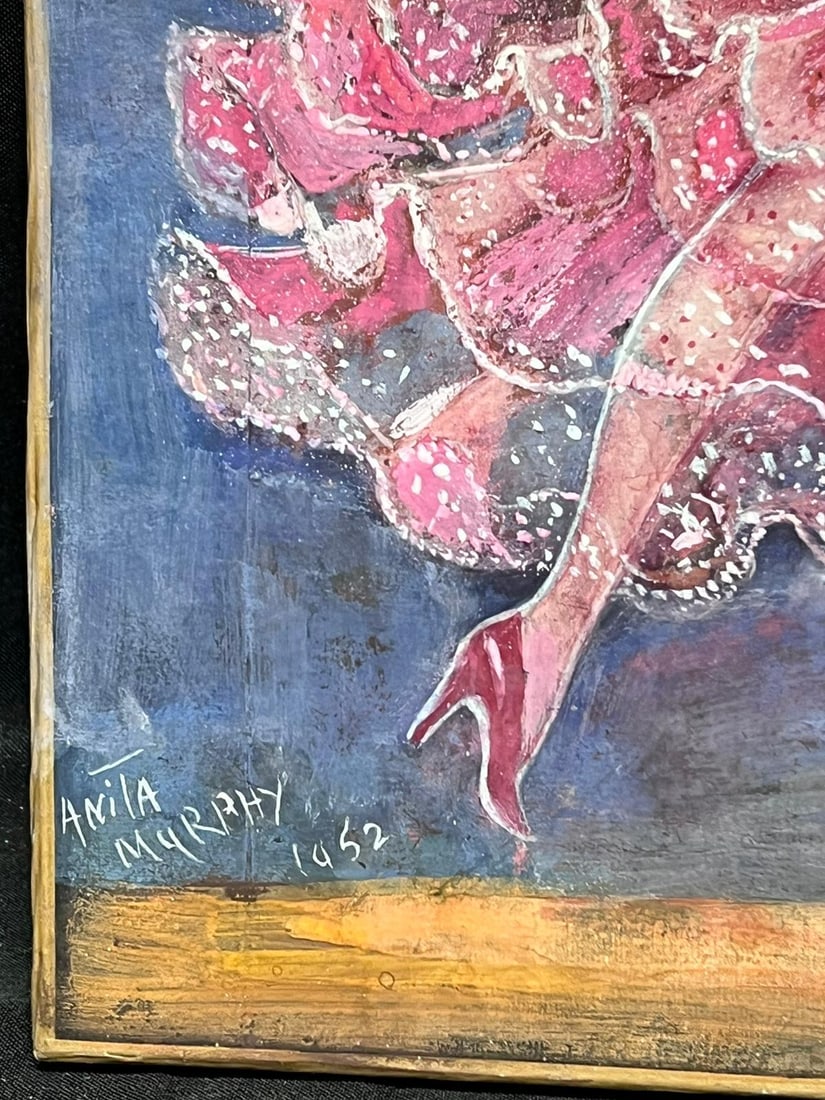 1930's French Signed Oil Portrait of Danièle Darrieux Elegant Ballroom Dancing 1952 - 7