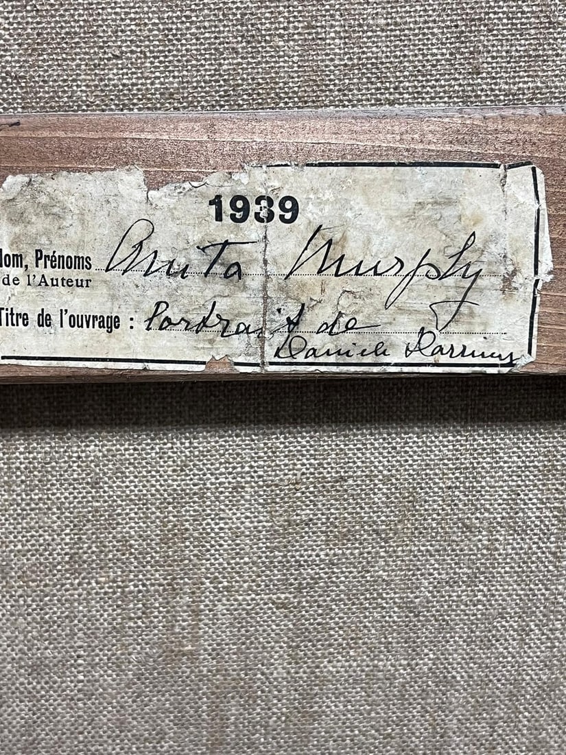 1930's French Signed Oil Portrait of Danièle Darrieux Elegant Ballroom Dancing 1952 - 9