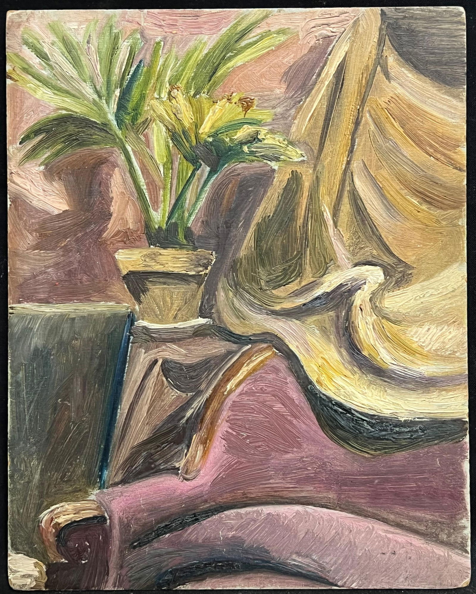1930's Interior Still Life with Potted Plant and Draped Fabric on Ornate Chair 19th Century - 6