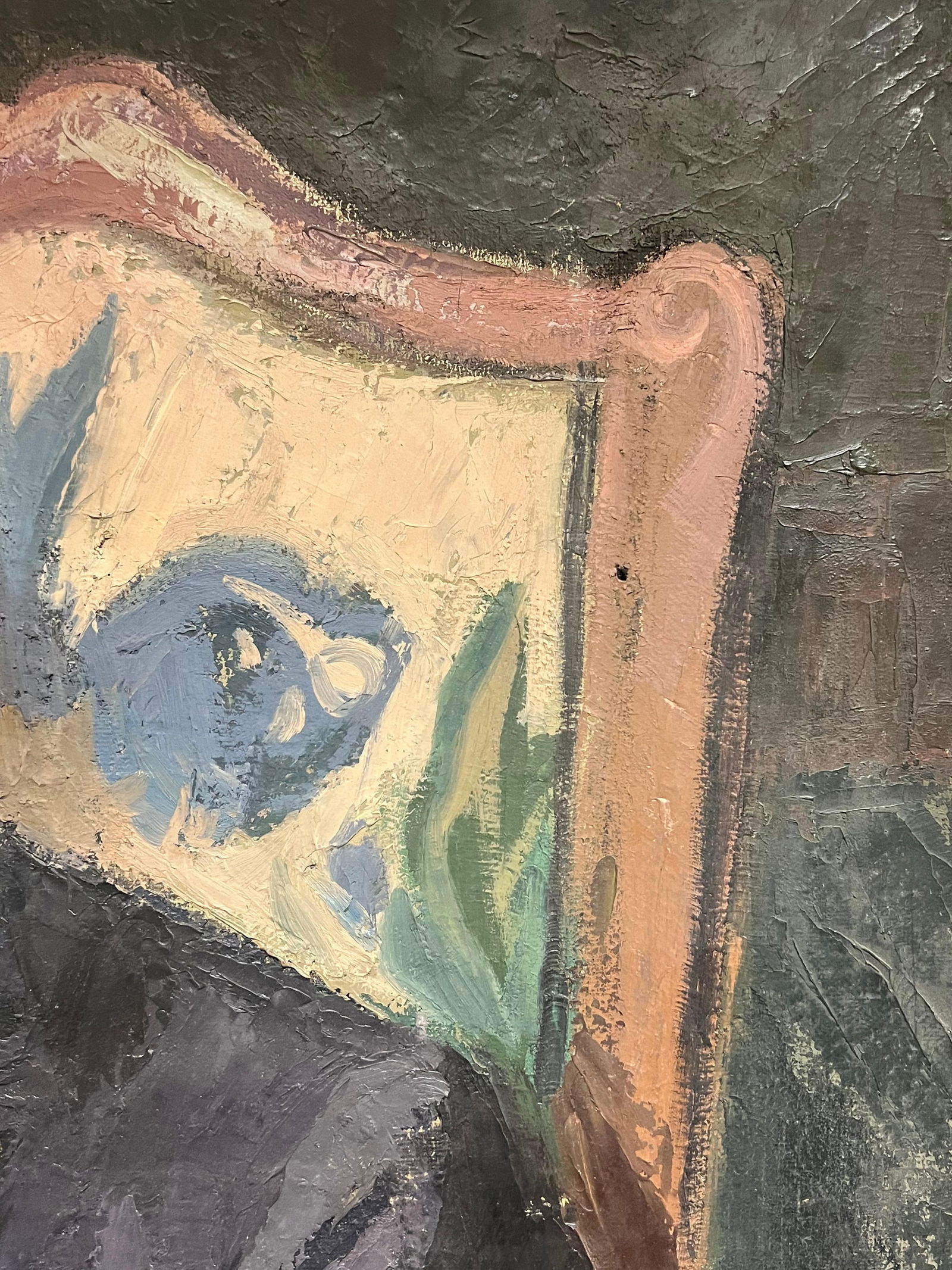 1930's Large French Oil Distinguished Portrait Dapper Gentleman in Suit & Chair 1930 - 6