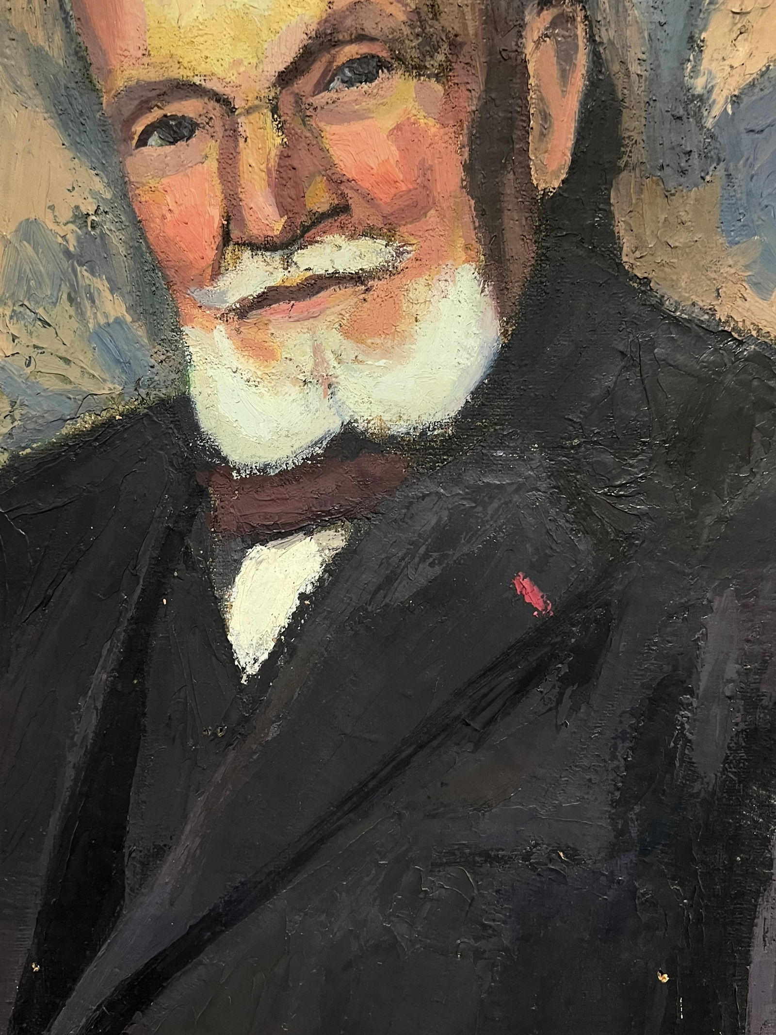 1930's Large French Oil Distinguished Portrait Dapper Gentleman in Suit & Chair 1930 - 7