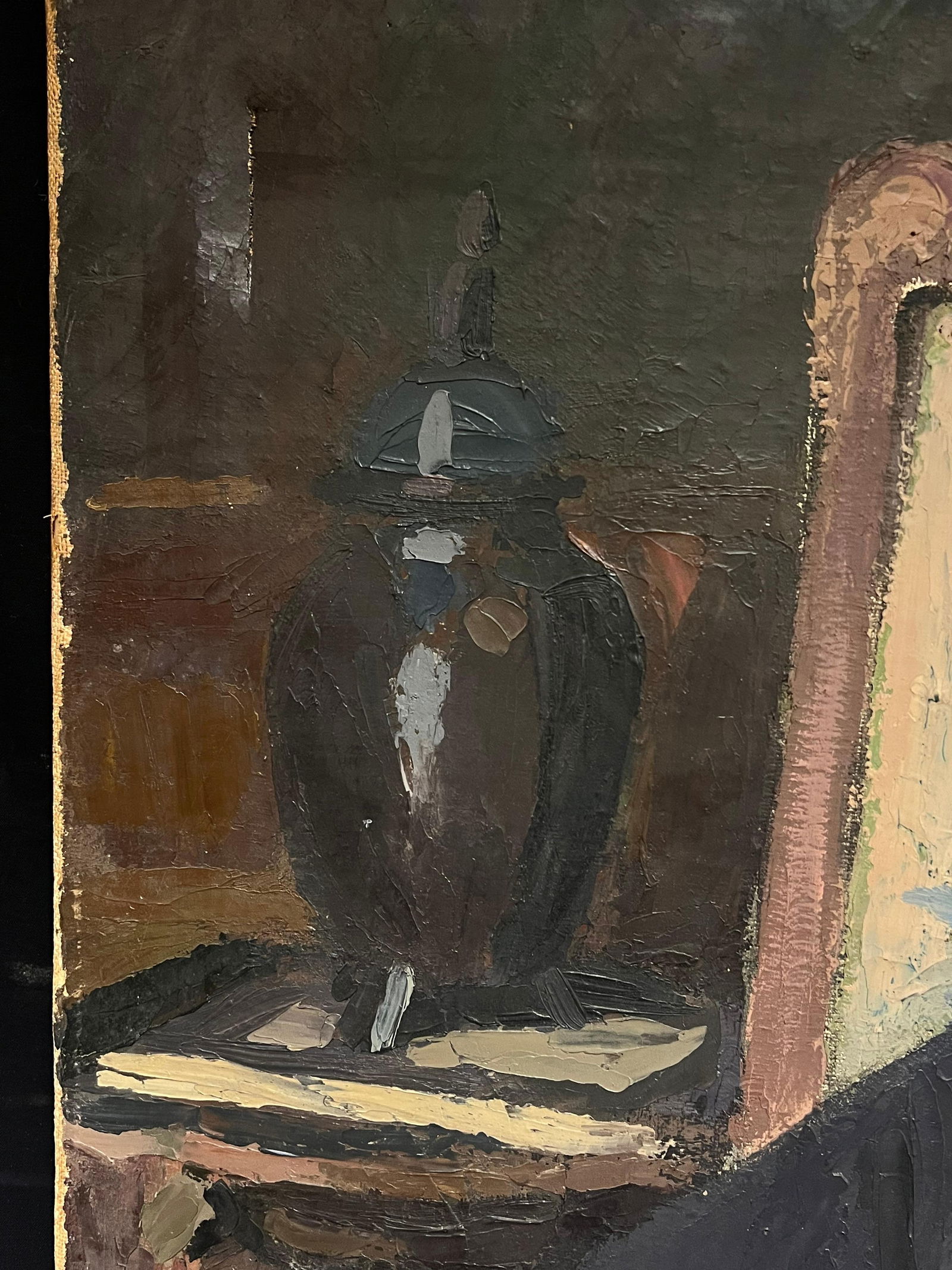 1930's Large French Oil Distinguished Portrait Dapper Gentleman in Suit & Chair 1930 - 8