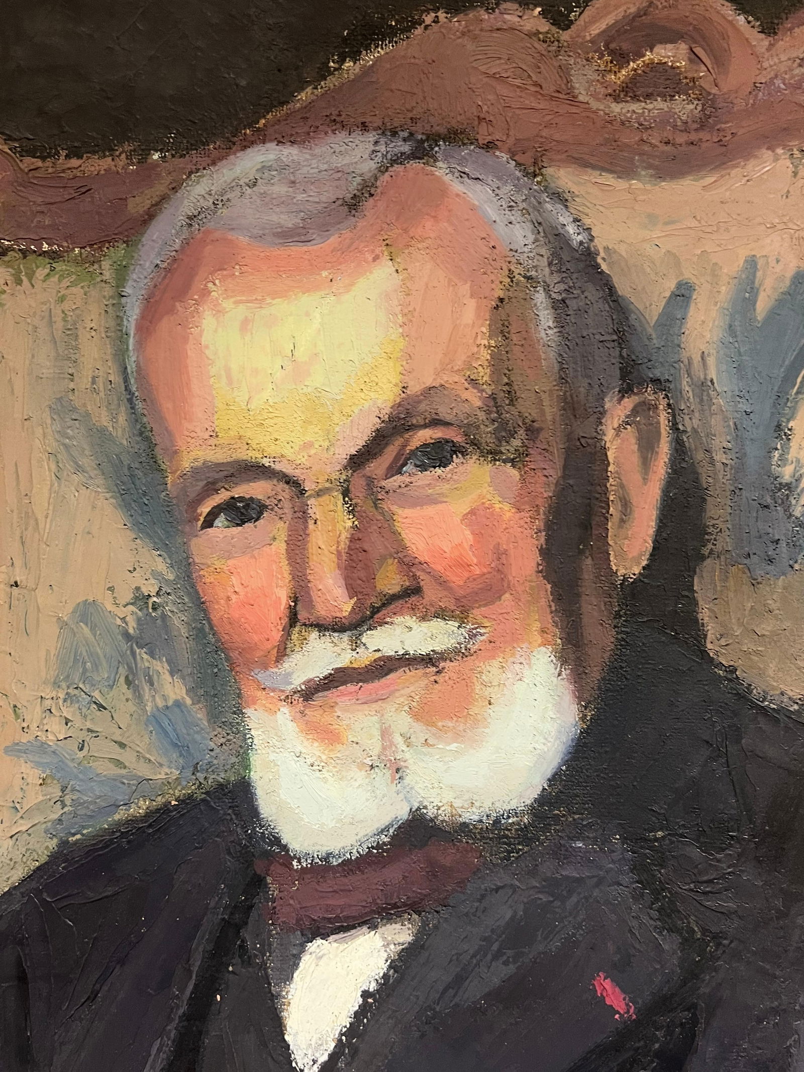 1930's Large French Oil Distinguished Portrait Dapper Gentleman in Suit & Chair 1930 - 5