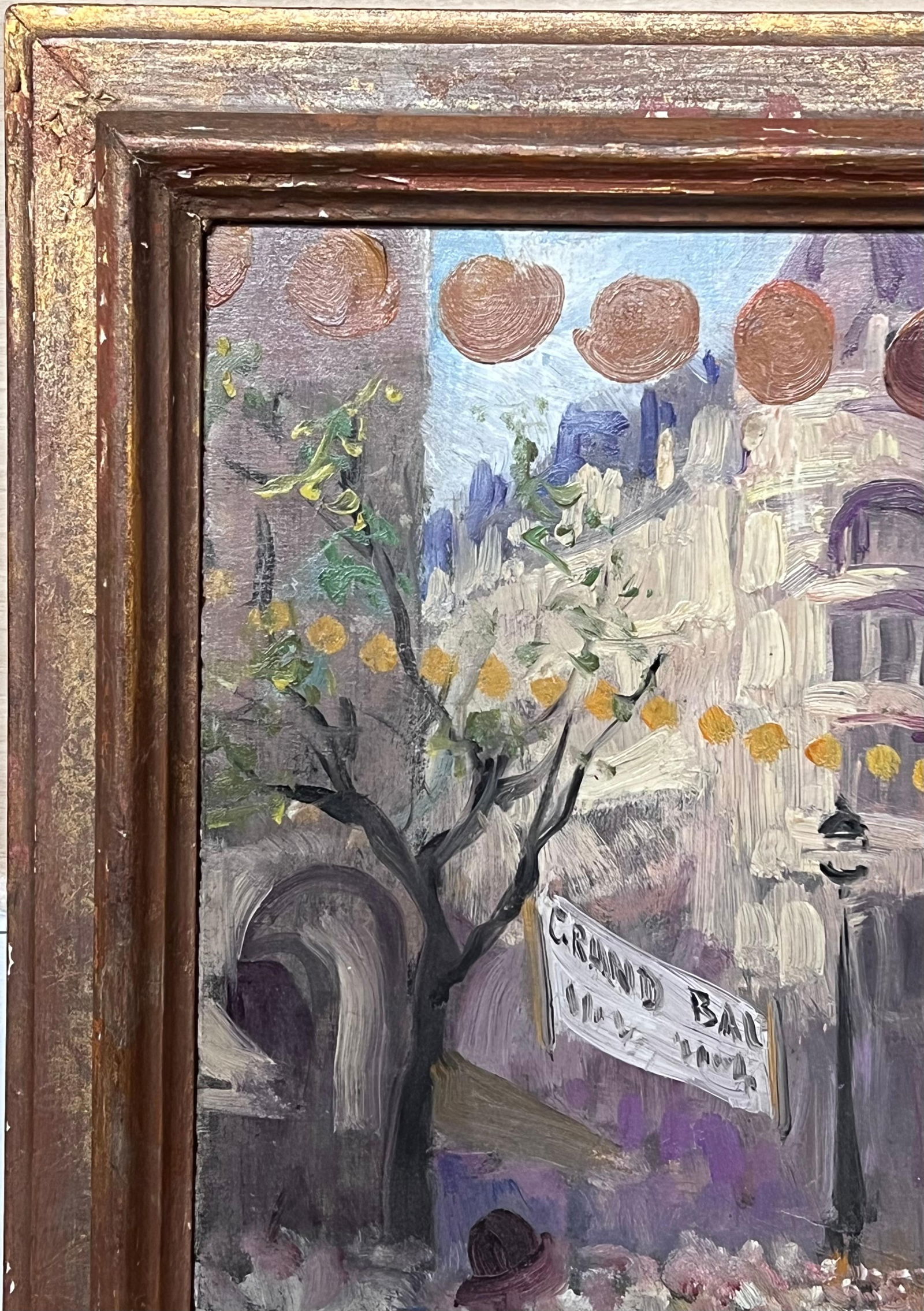 1930s French Impressionist Oil Painting Busy French Market Festival Street Scene 1930's - 7