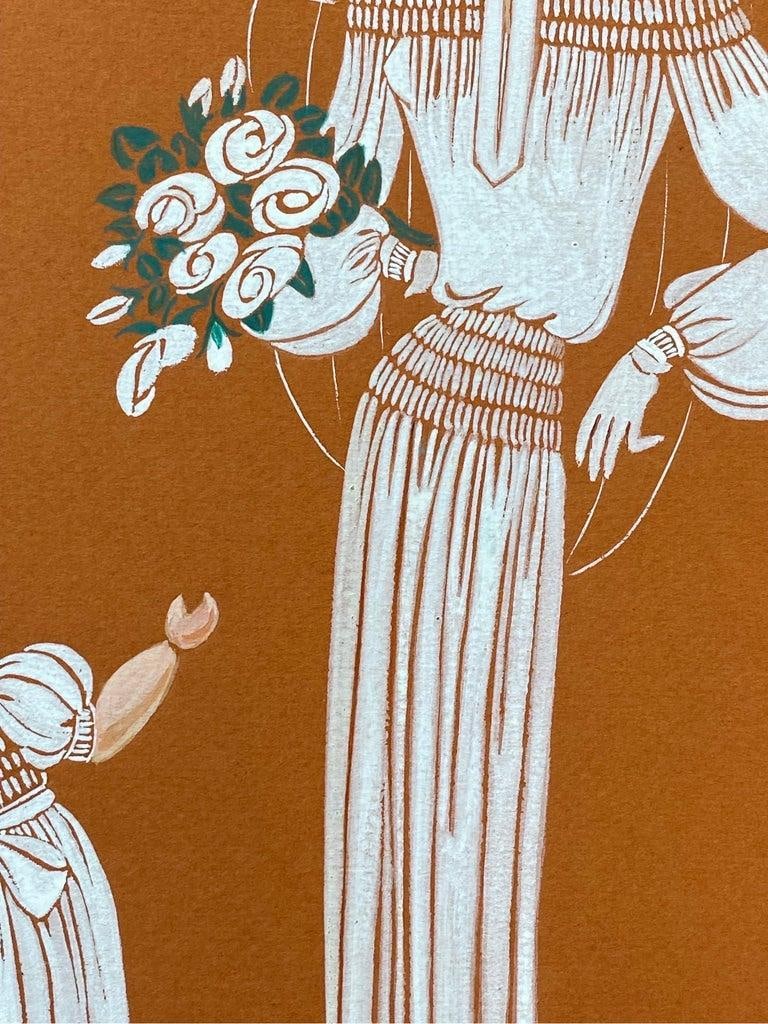 1940's Fashion Illustration - Beautiful Bride & Child Portrait Scene circa 1940s - 2