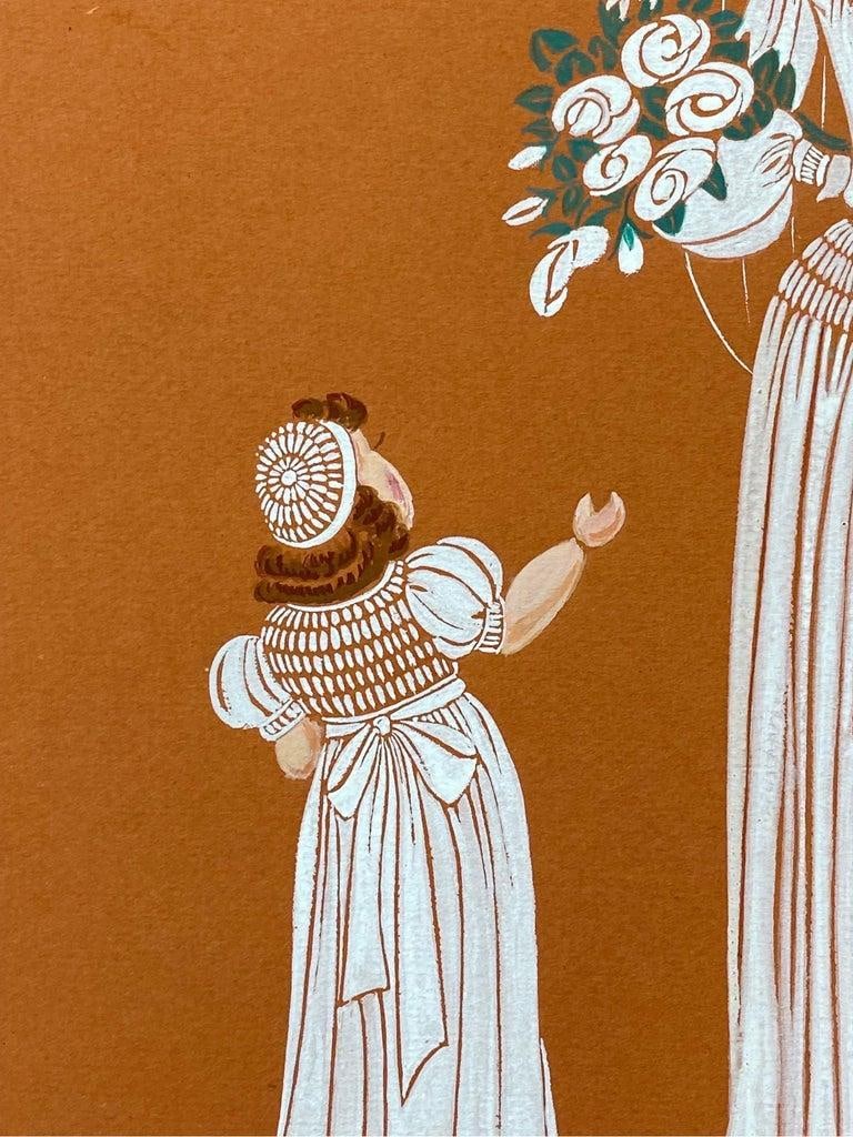 1940's Fashion Illustration - Beautiful Bride & Child Portrait Scene circa 1940s - 4