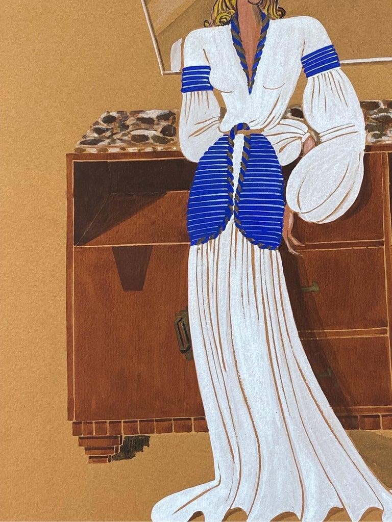 1940's Fashion Illustration - Stylish Blonde Lady in White Dress circa 1940s - 3