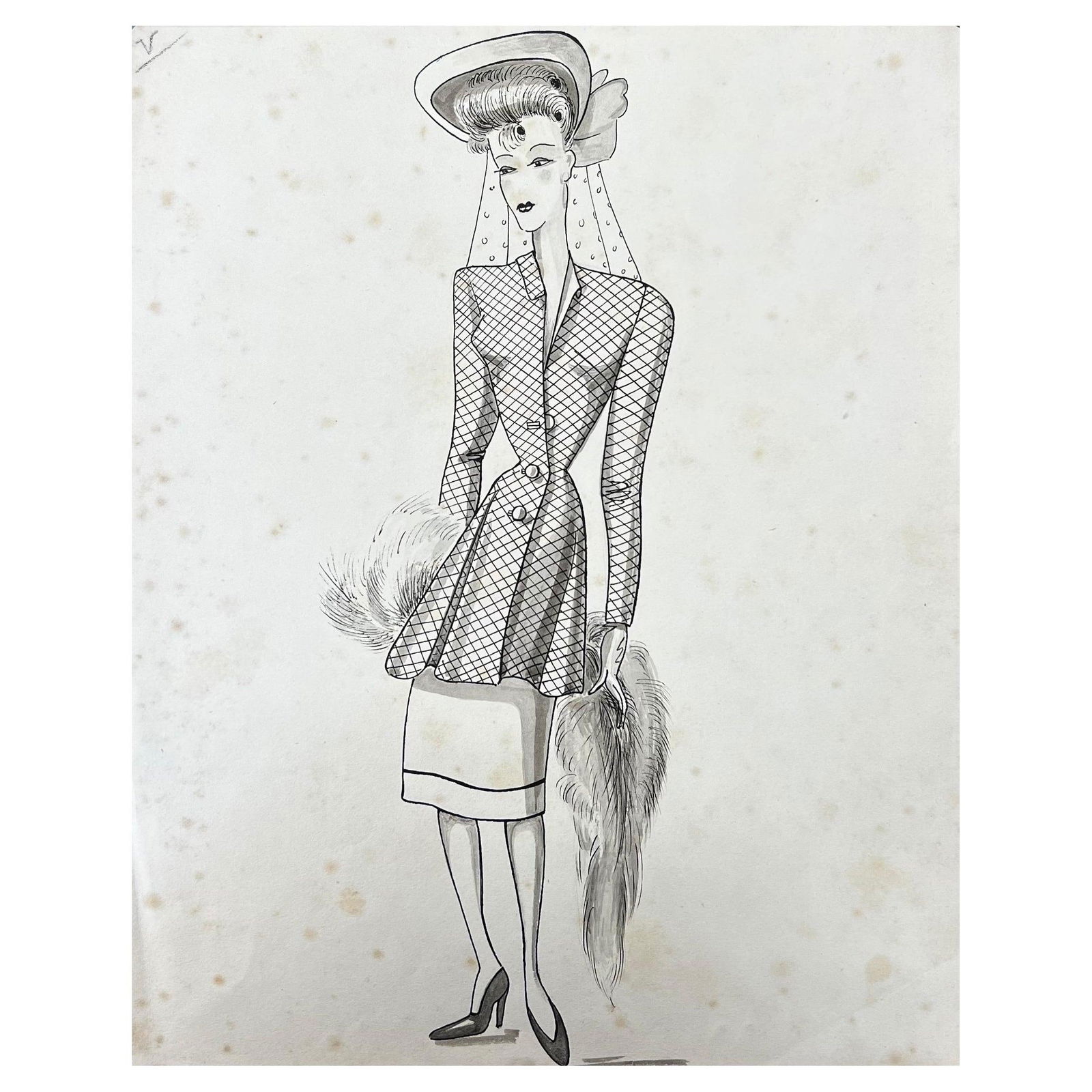 1940's Fashion Illustration, Chic Lady circa 1940s - 13