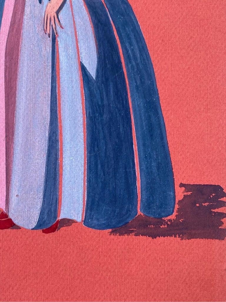 1940's Fashion Illustration, Stunning Woman in Light Blue Dress circa 1940s - 4