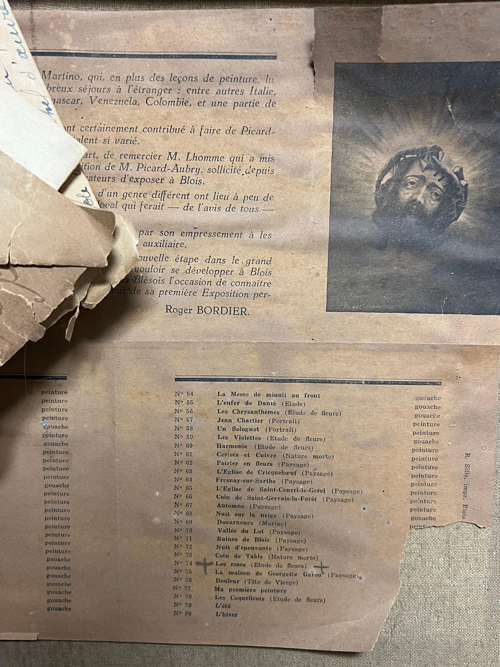 1940's French Floral Still Life Pink Red Roses in Brown Vase Oil Painting 1940''s - 13