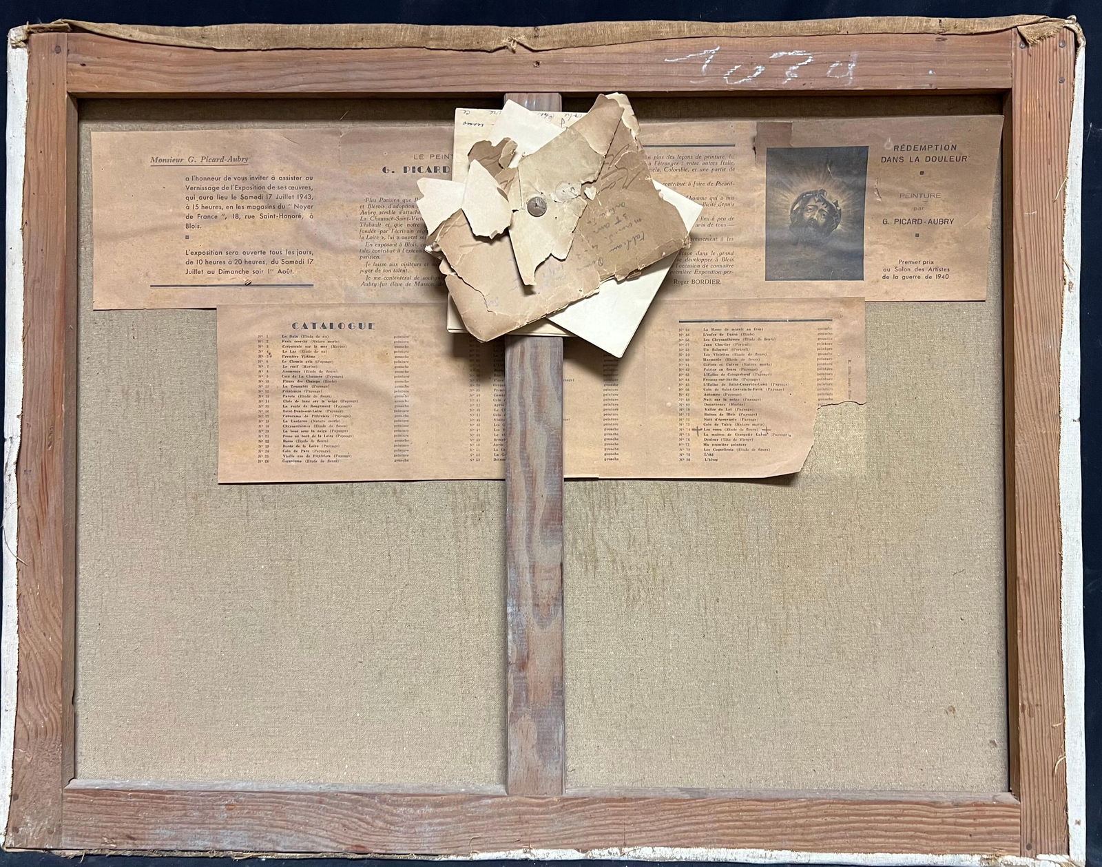 1940's French Floral Still Life Pink Red Roses in Brown Vase Oil Painting 1940''s - 3