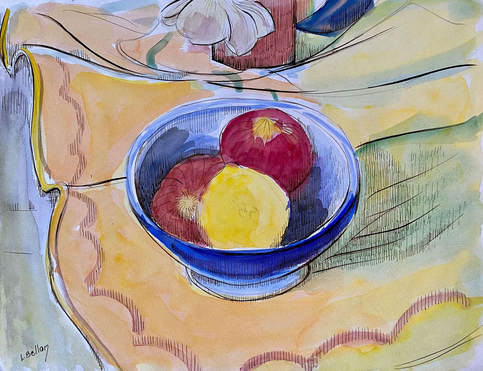 1940's French Fruit Still Life, Post Impressionist Artist circa 1940s - 12
