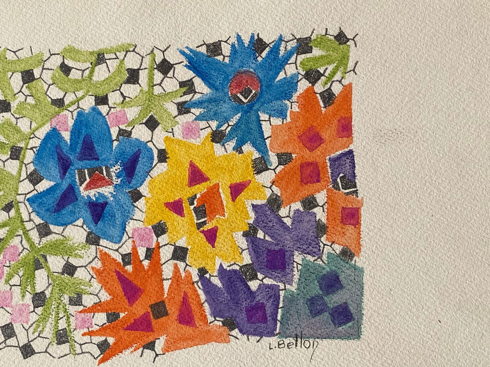 1940's French Post Impressionist Artist Abstract Artwork Design Original circa 1940s - 4