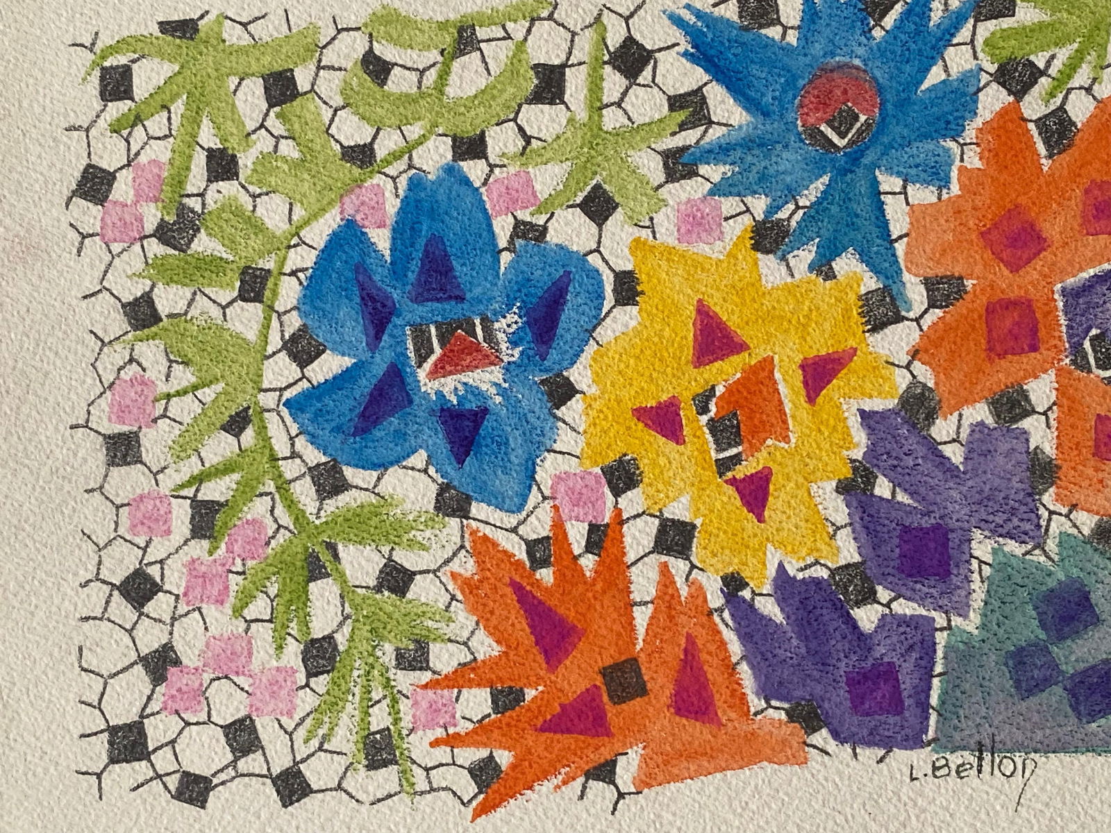 1940's French Post Impressionist Artist Abstract Artwork Design Original circa 1940s - 5