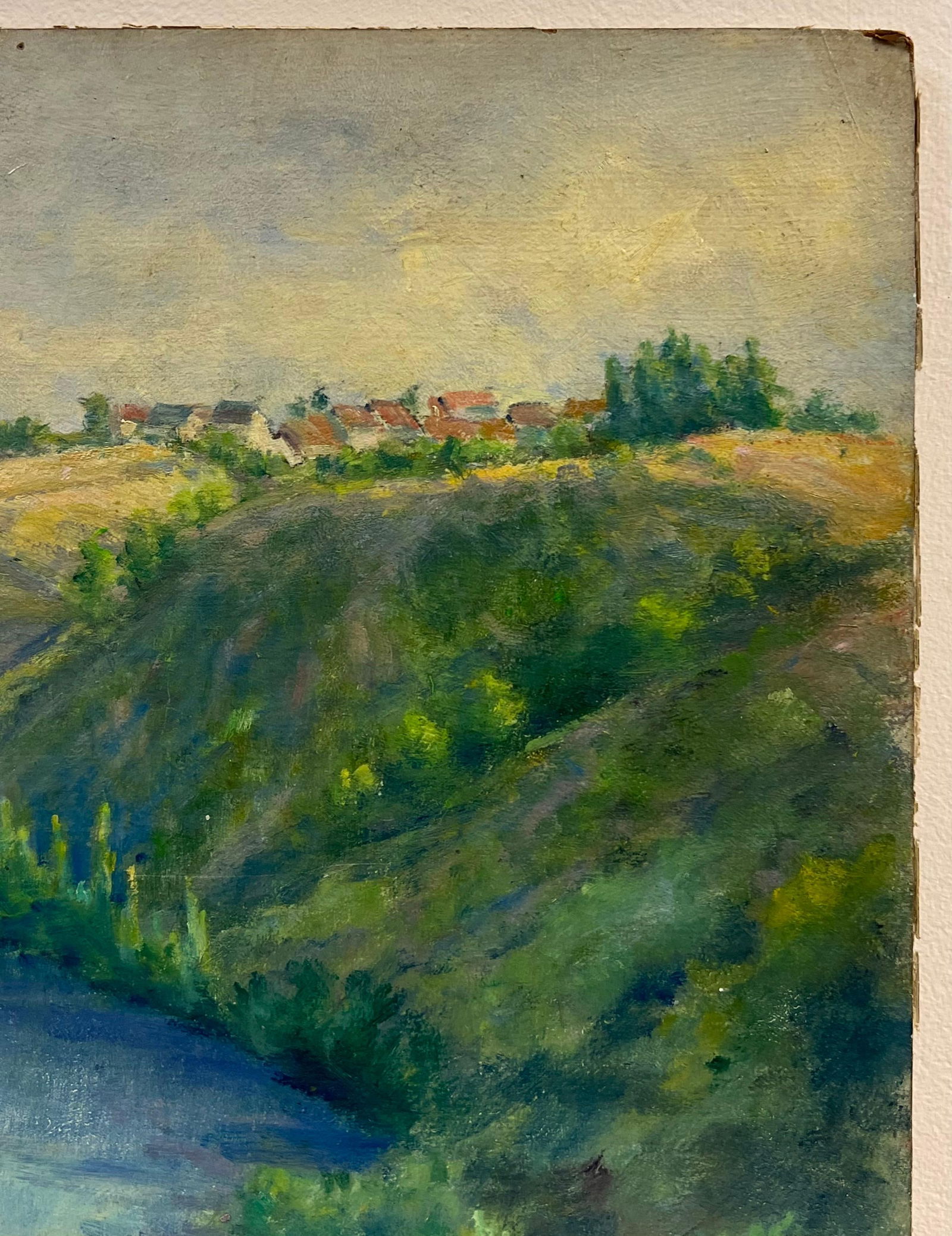 1940's French River Valley Lush Green Colors Signed Oil Painting 1949 - 7