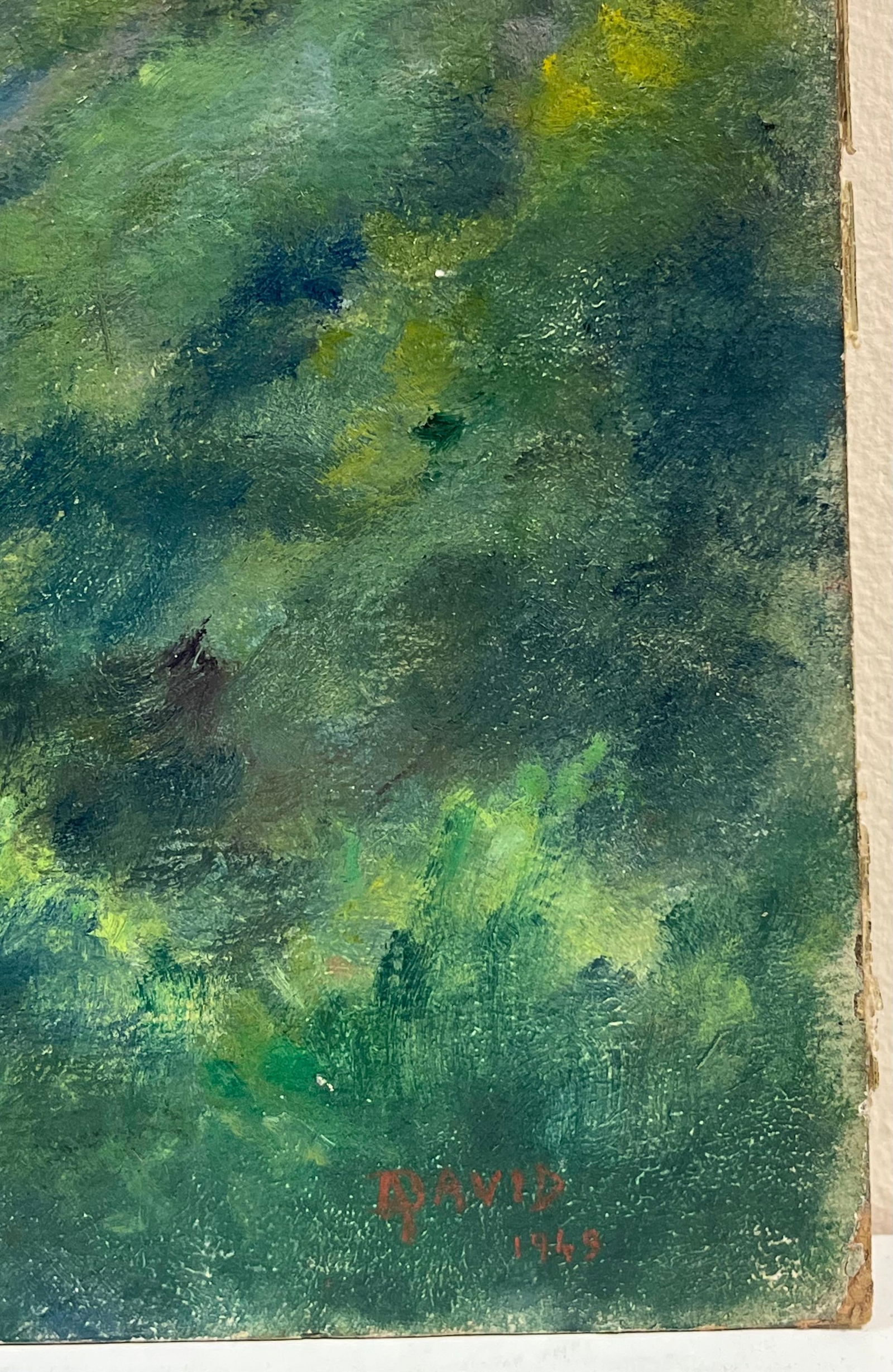 1940's French River Valley Lush Green Colors Signed Oil Painting 1949 - 9