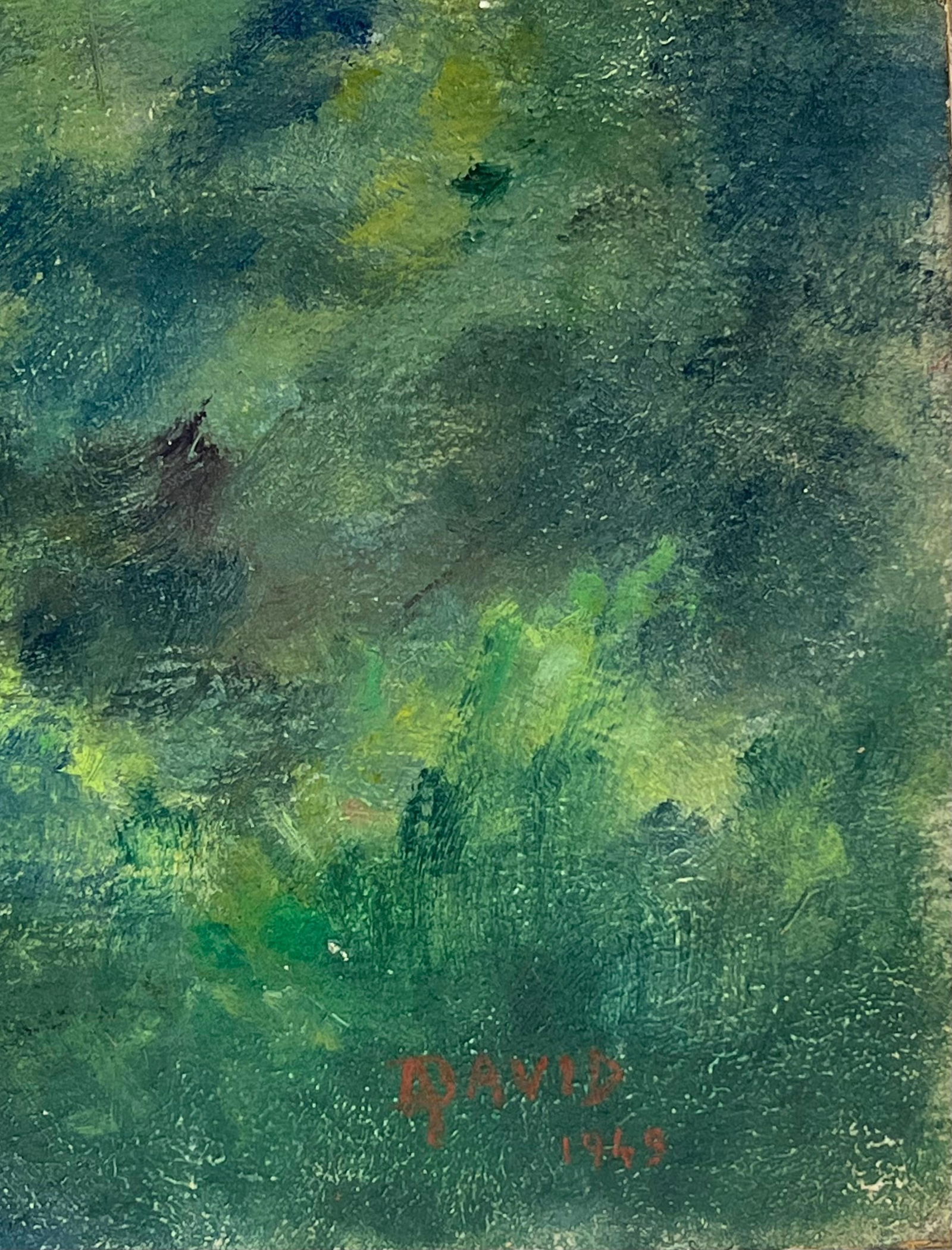 1940's French River Valley Lush Green Colors Signed Oil Painting 1949 - 10