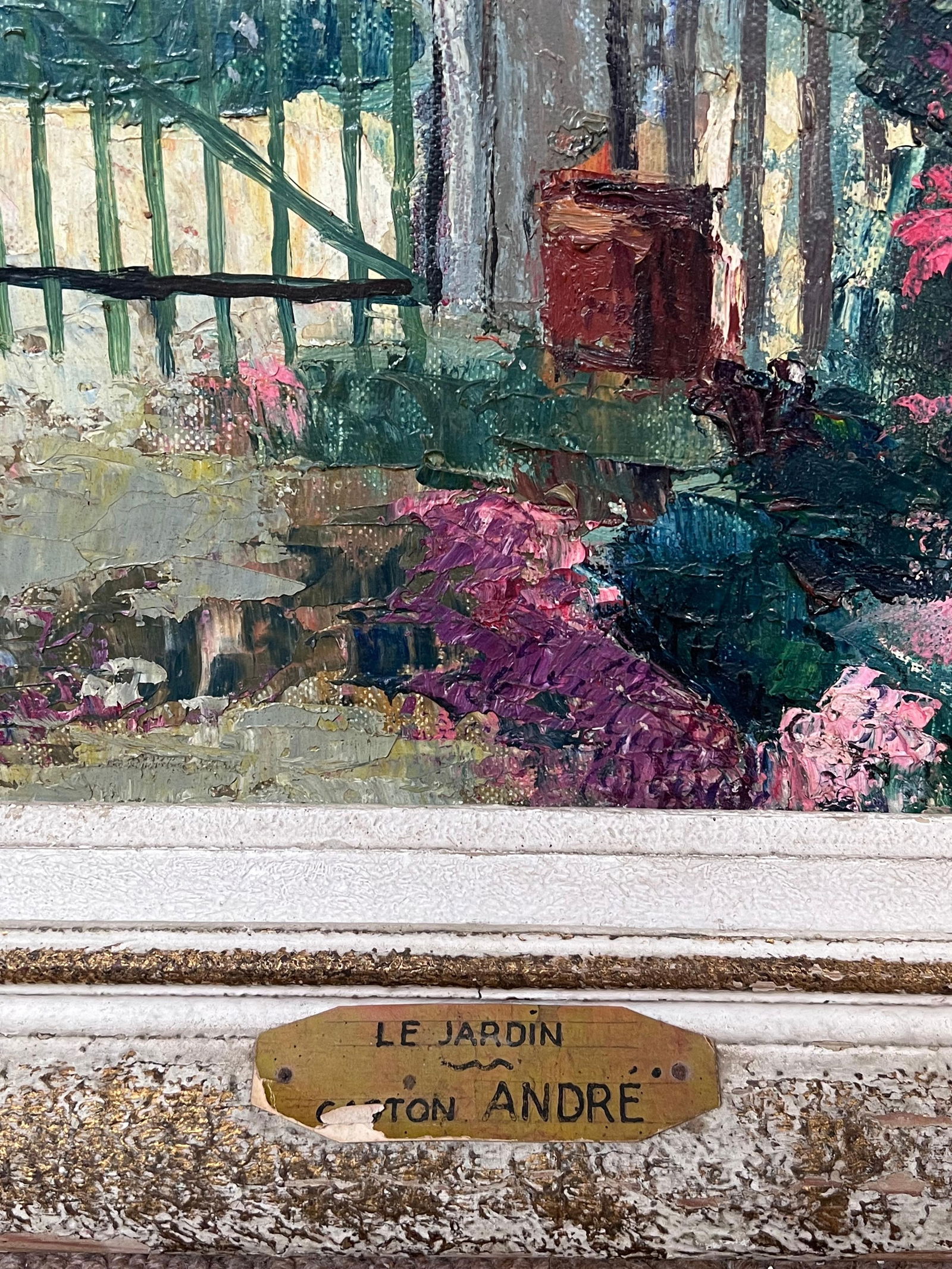 1950's Colorful French Impressionist Flower Garden Archway Signed Impressionist 1950's - 7