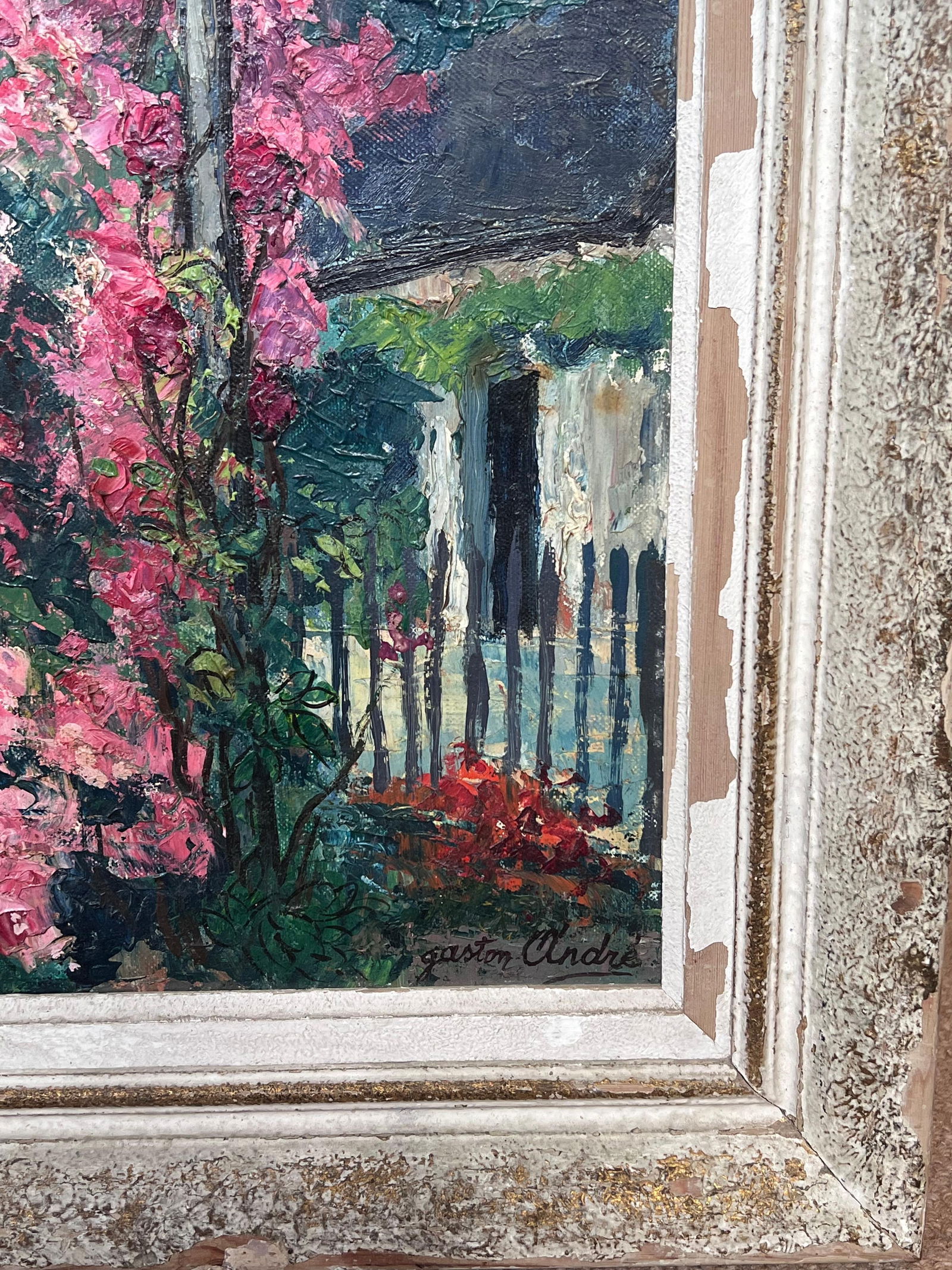 1950's Colorful French Impressionist Flower Garden Archway Signed Impressionist 1950's - 12