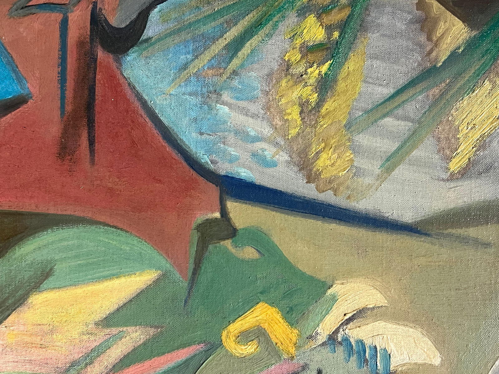 1950's French Cubist Signed Oil Portrait of Mysterious Blonde Lady Reading 1950's - 9