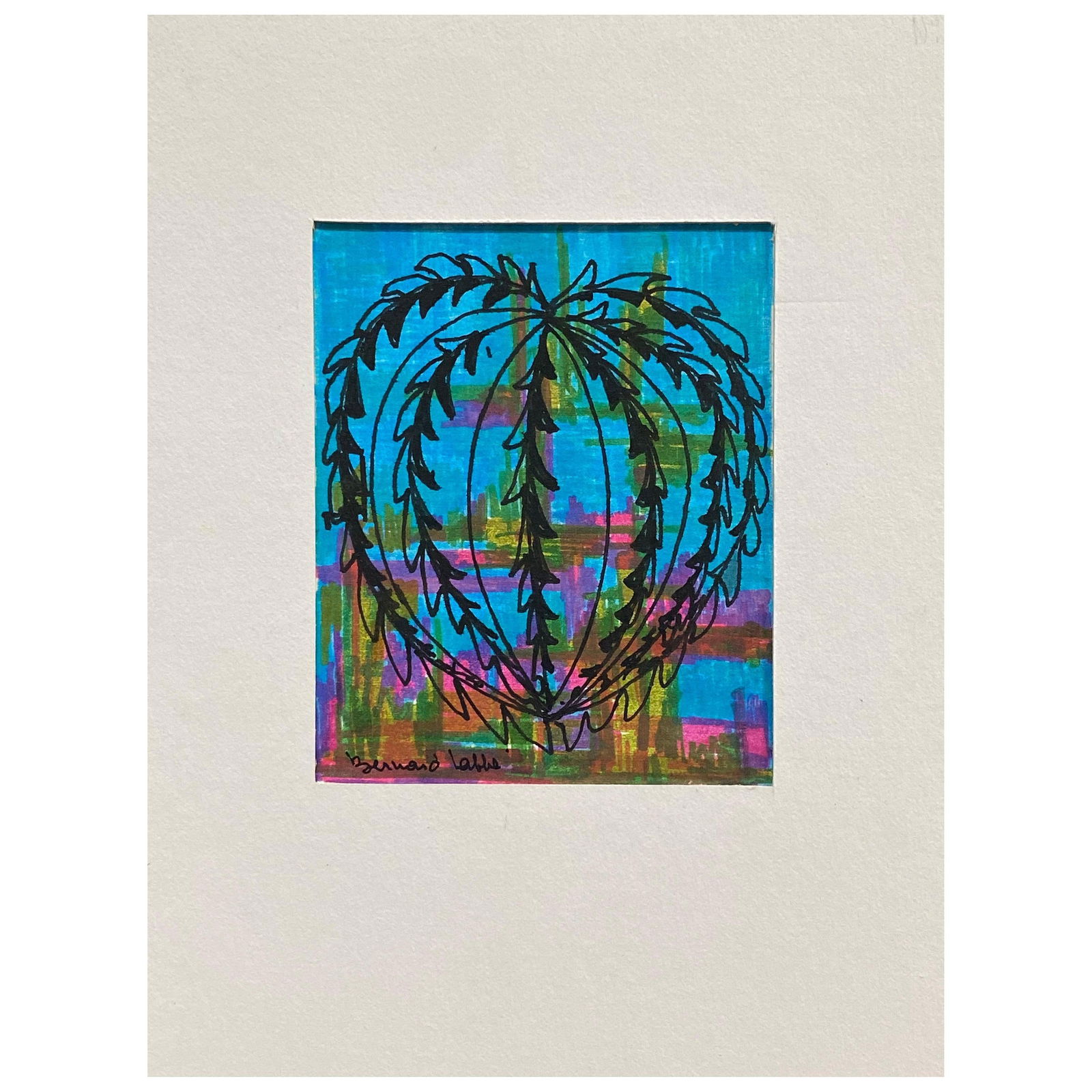 1950's French Modernist / Cubist Painting Signed, Bright Colour Shapes 1950s: Title: "1950's French Modernist / Cubist Painting Signed, Bright Colour Shapes 1950s" Description: Colourful shapes. by Bernard Labbe (French mid 20th century). Signed original watercolour/ gouache mo