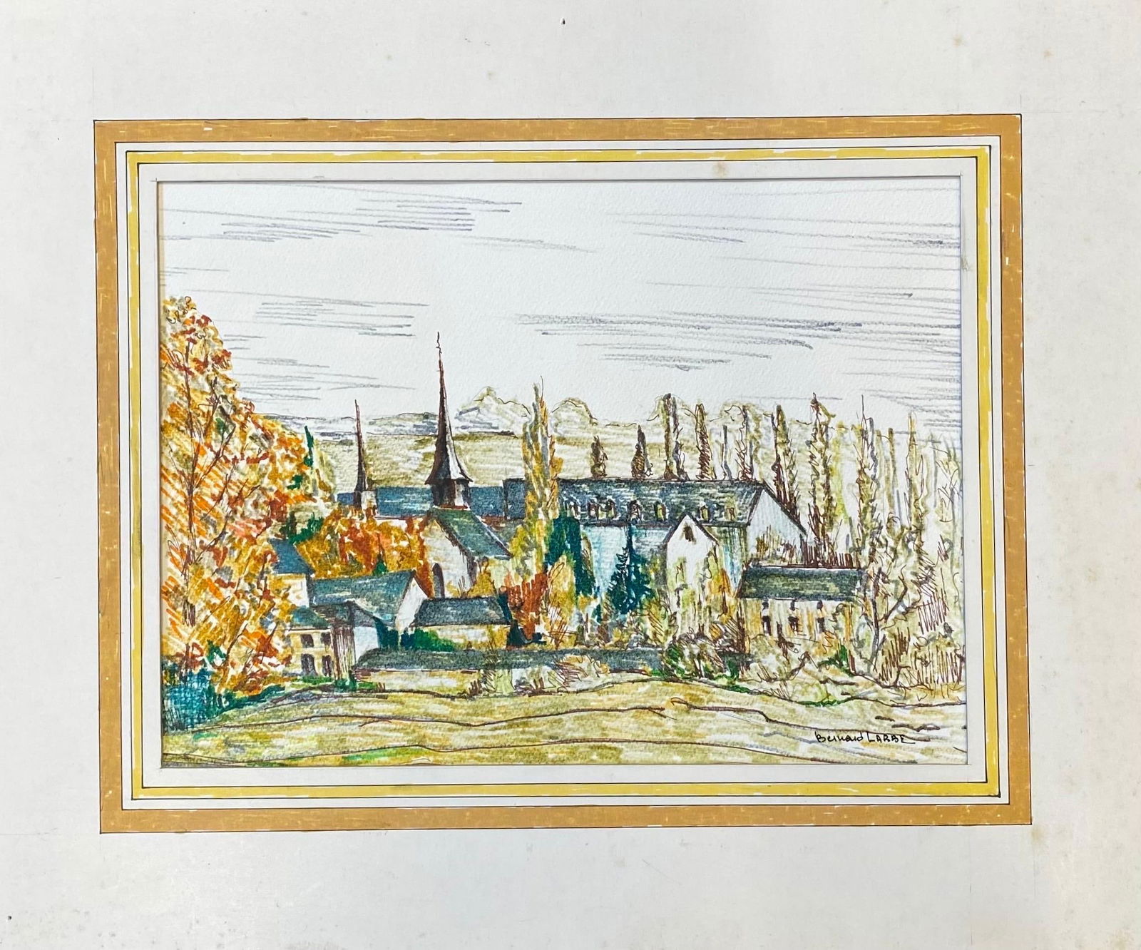 1950's French Modernist / Cubist Painting Signed, View of Green French Village 1950 - 5