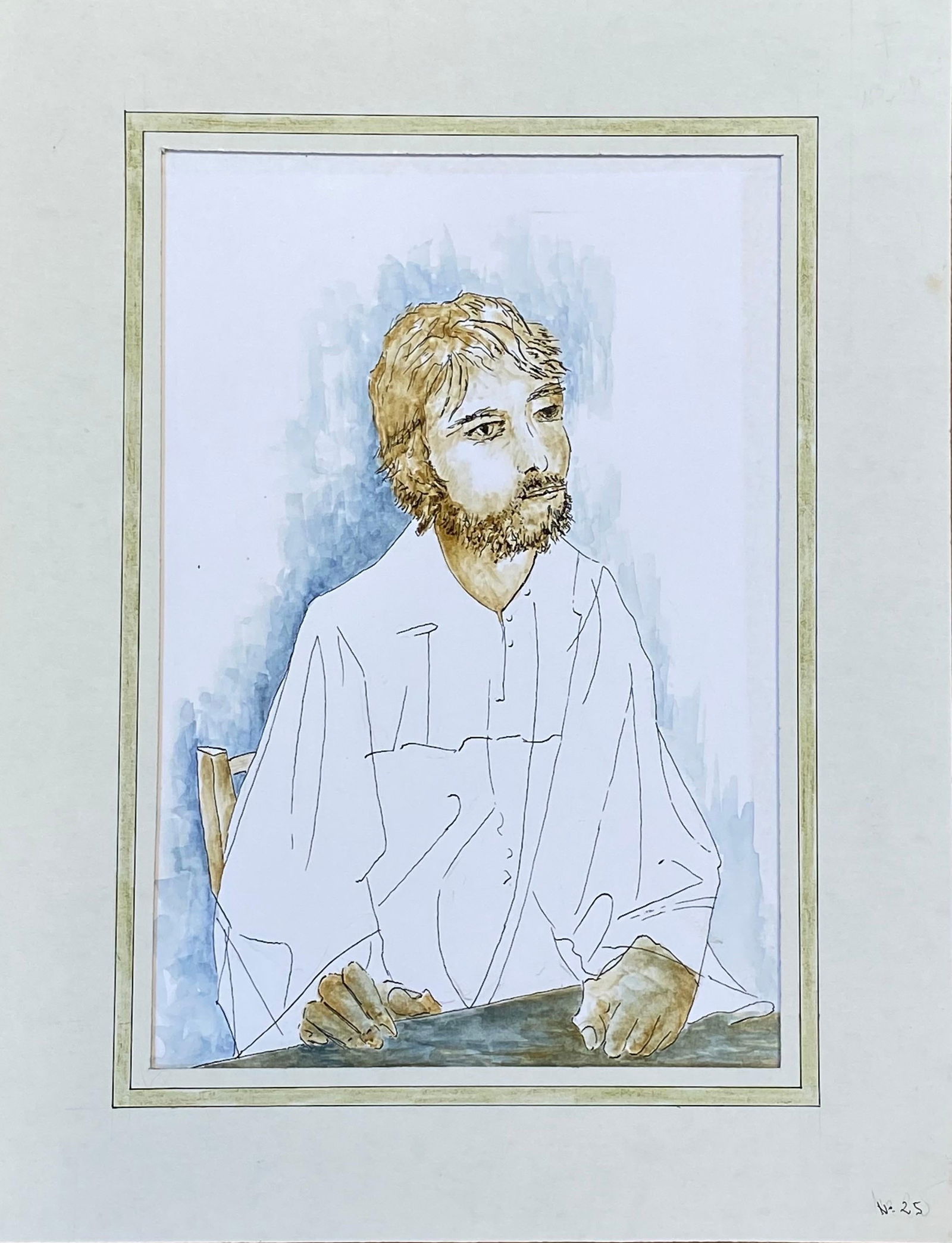 1950's French Modernist / Cubist Painting, Male Portrait 1950 - 4