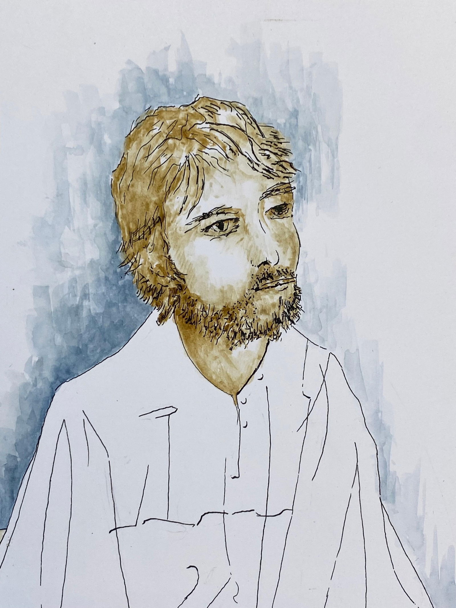 1950's French Modernist / Cubist Painting, Male Portrait 1950 - 5