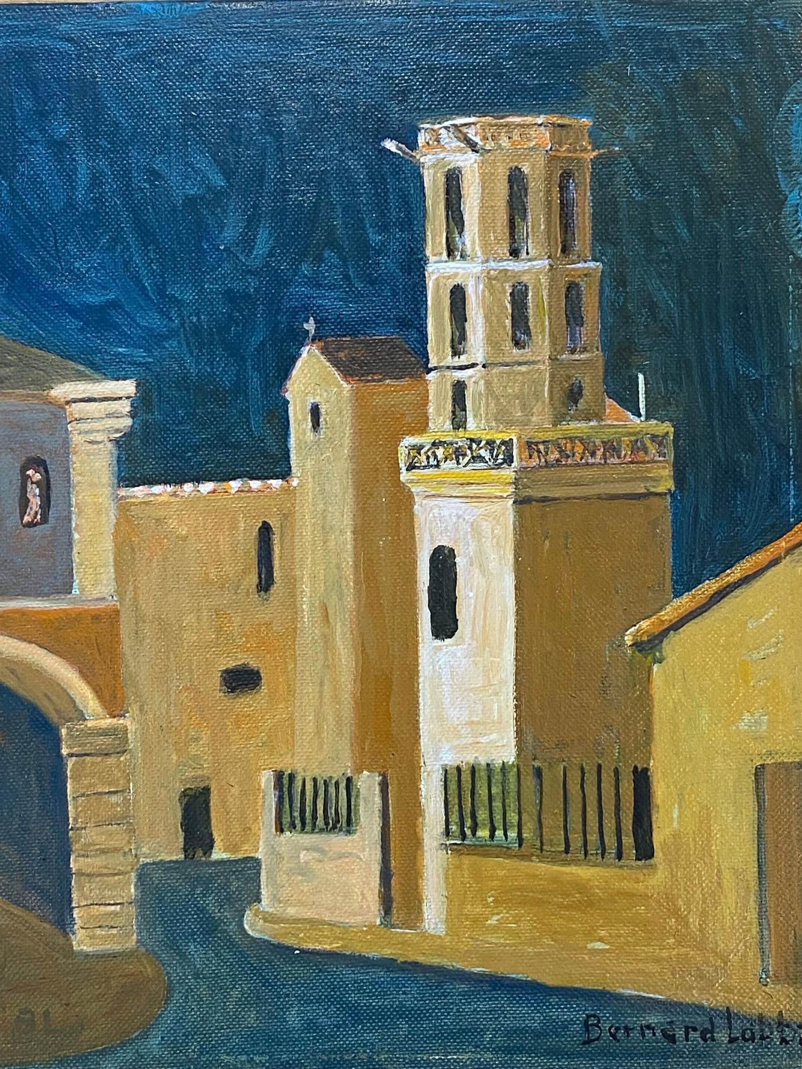 1950's French Modernist / Cubist Signed Painting, French Town 1950 - 14