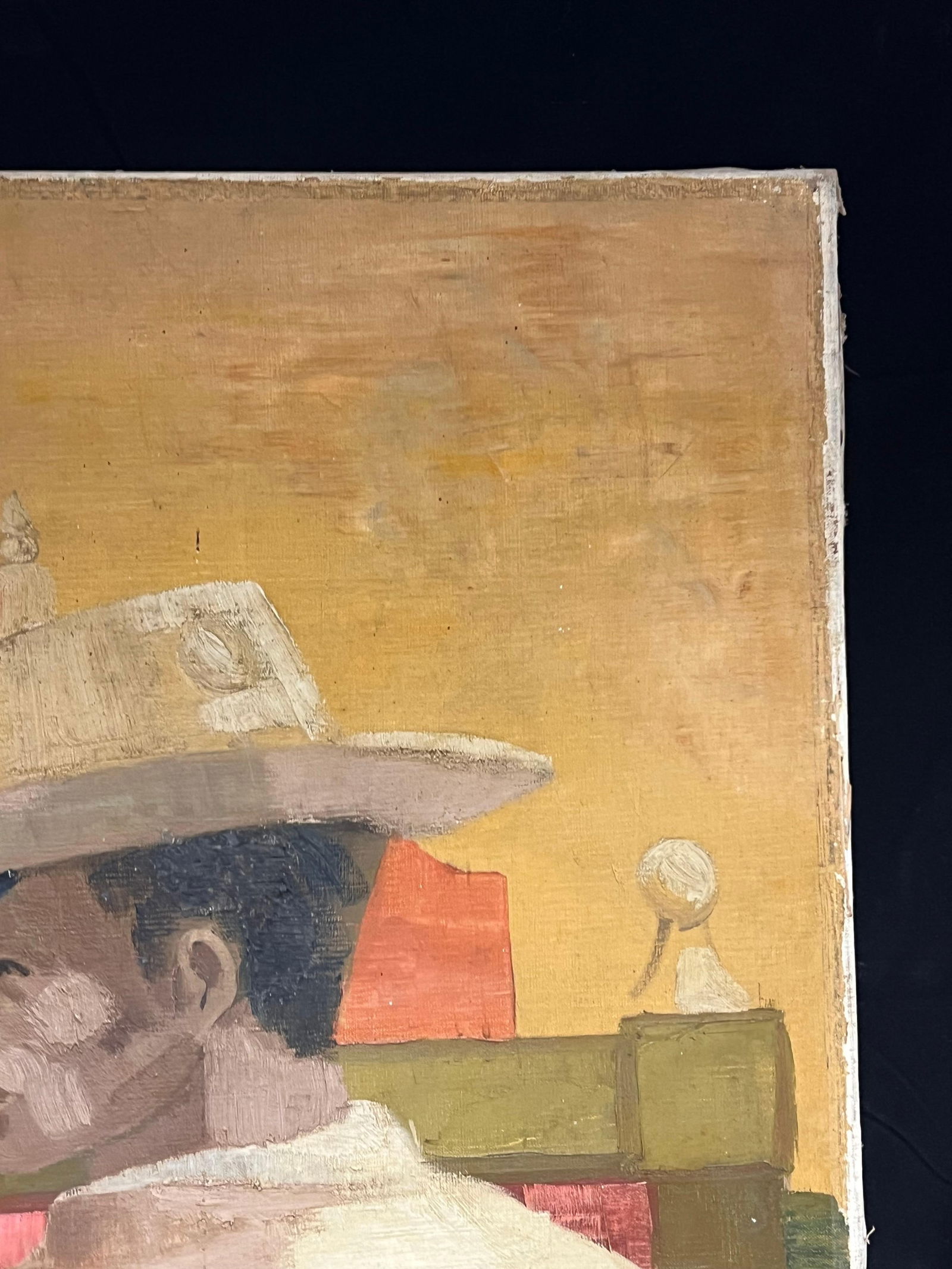 1950's French Modernist Mexican Scene Man in Cowboy Hat City Square mid 20th Century - 14