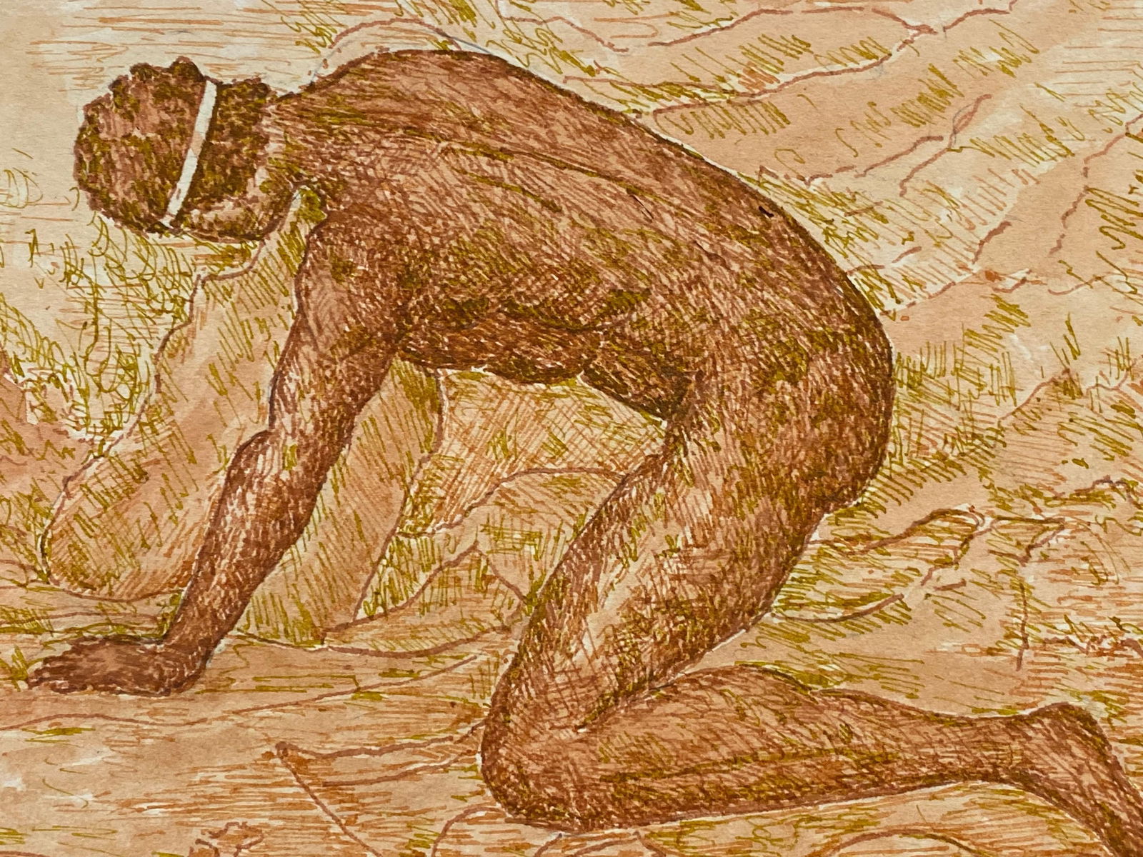 1950's French Modernist Painting Signed, Figure in Landscape 1950s - 5