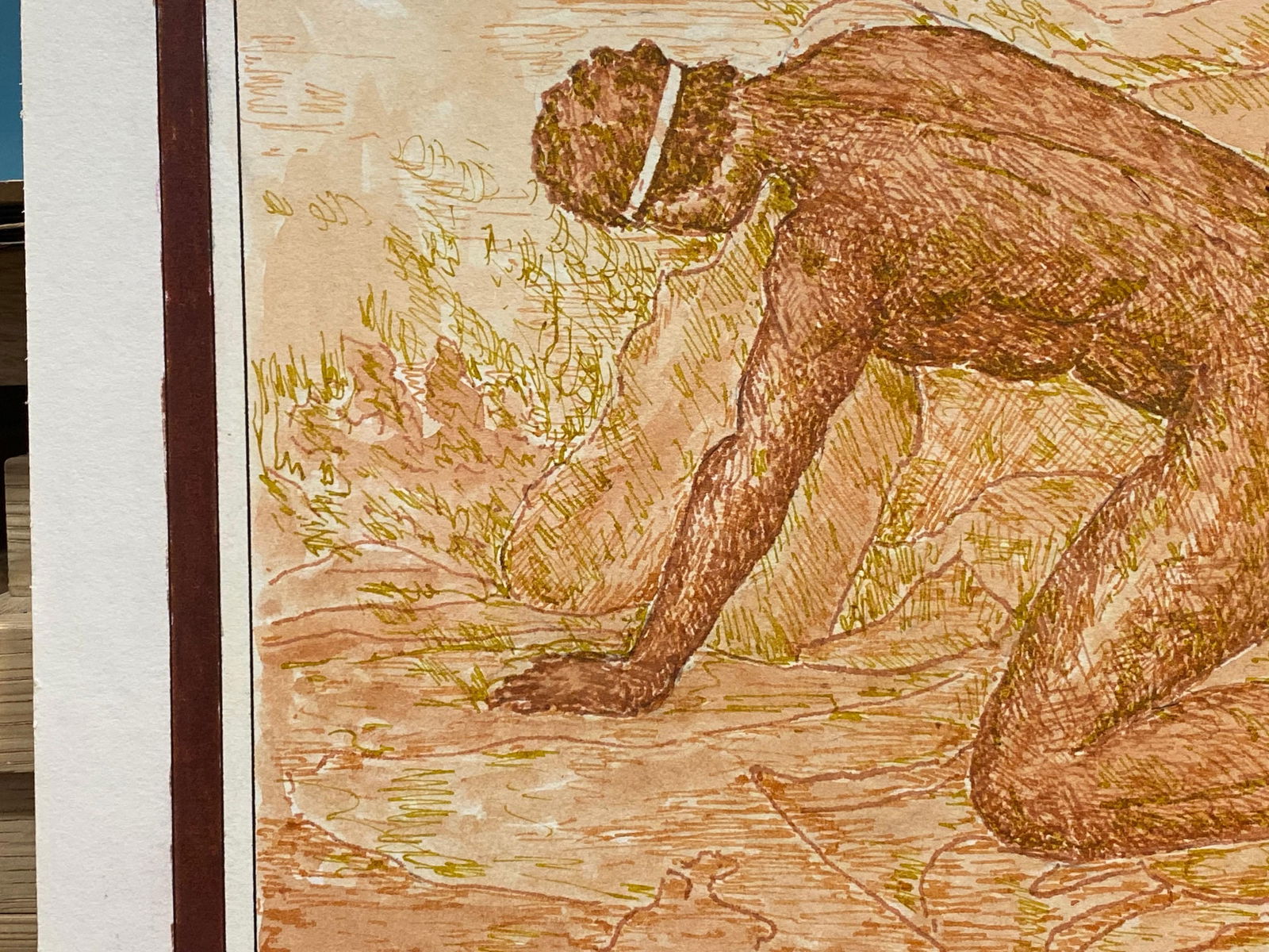 1950's French Modernist Painting Signed, Figure in Landscape 1950s - 7