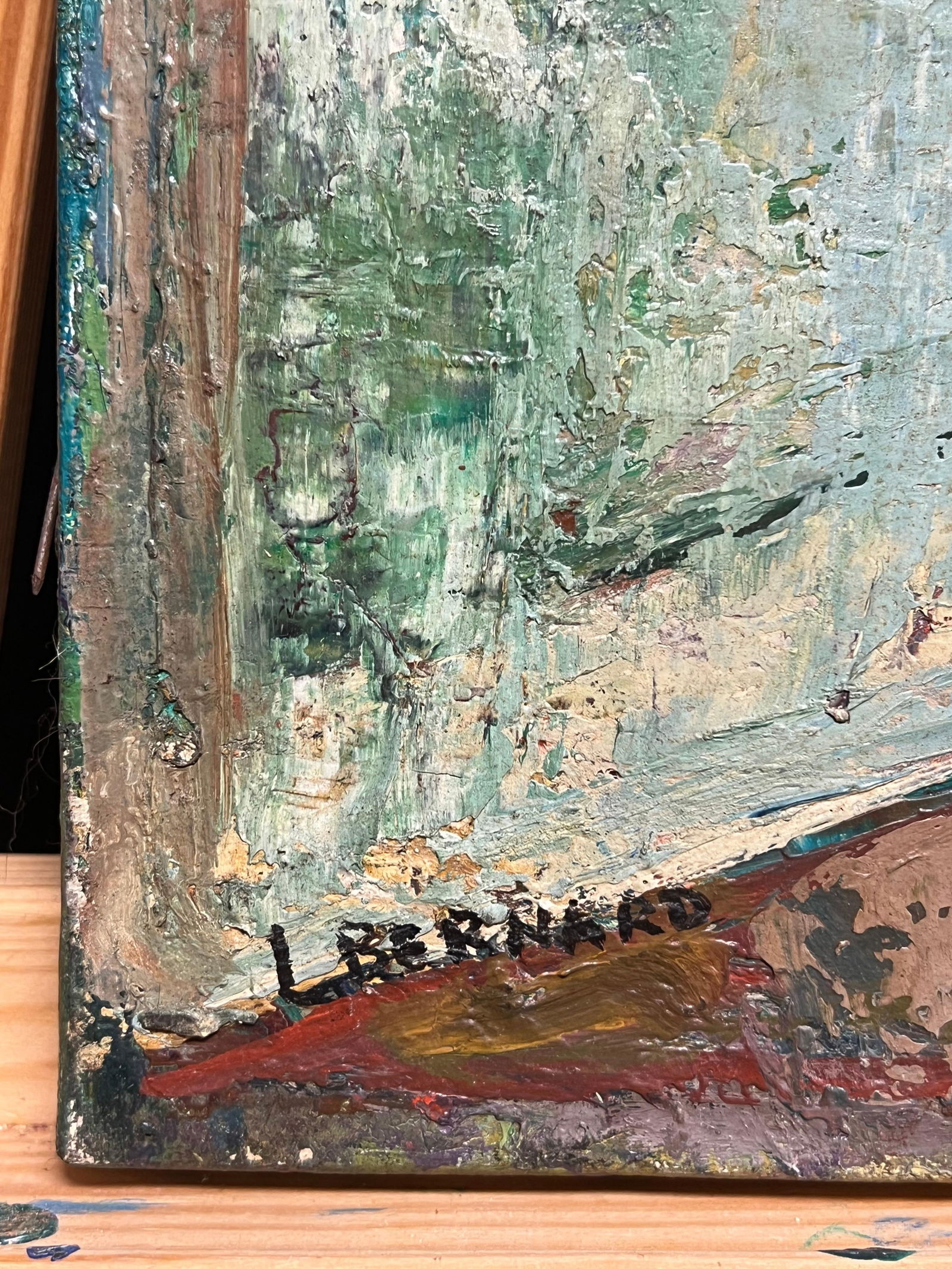 1950's French Modernist Portrait of Woman by the Window Textured Oil Painting mid 20th Century - 2