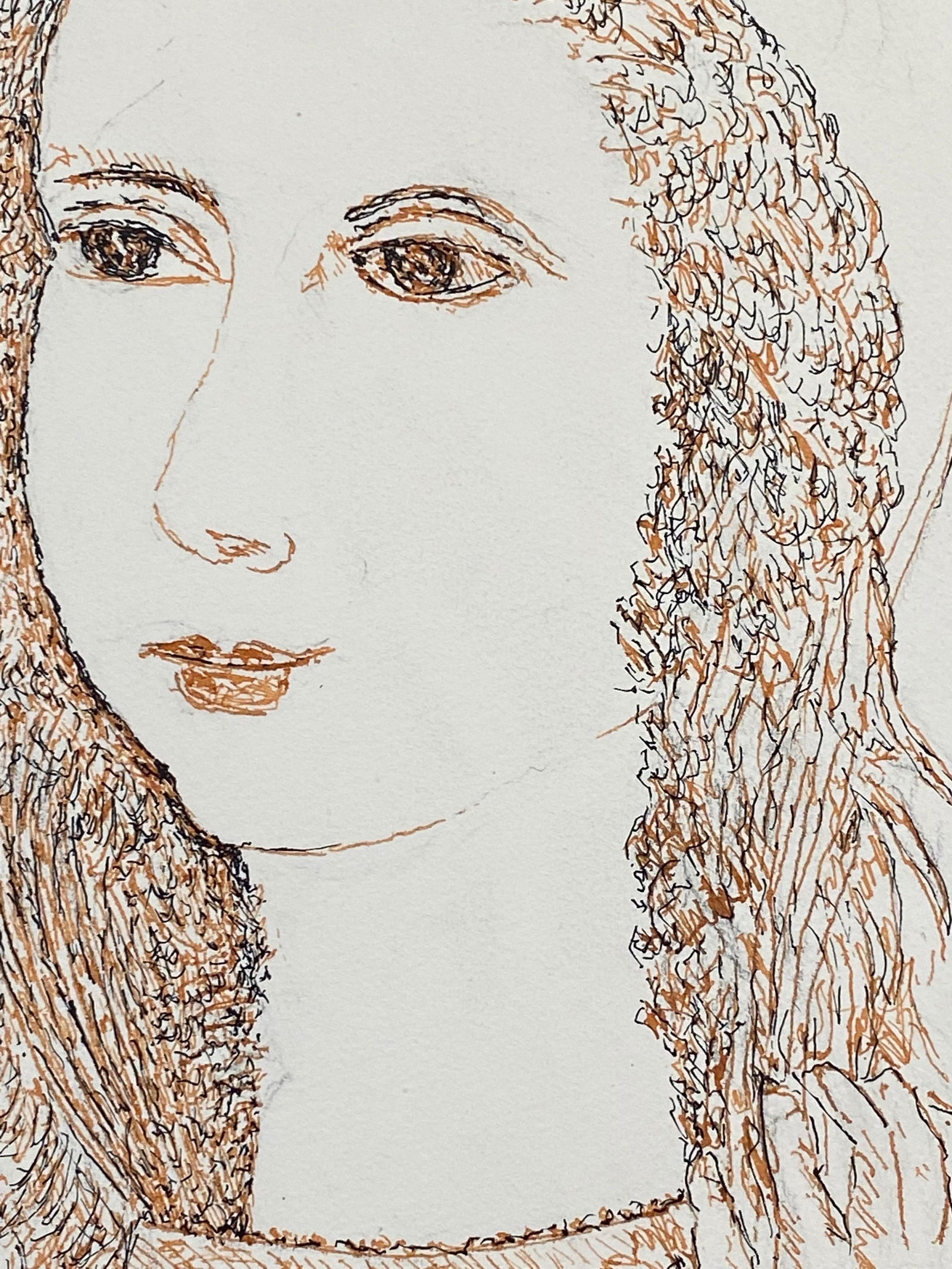 1950's French Modernist/ Cubist Drawing - Portrait Of Lady 1950 - 6