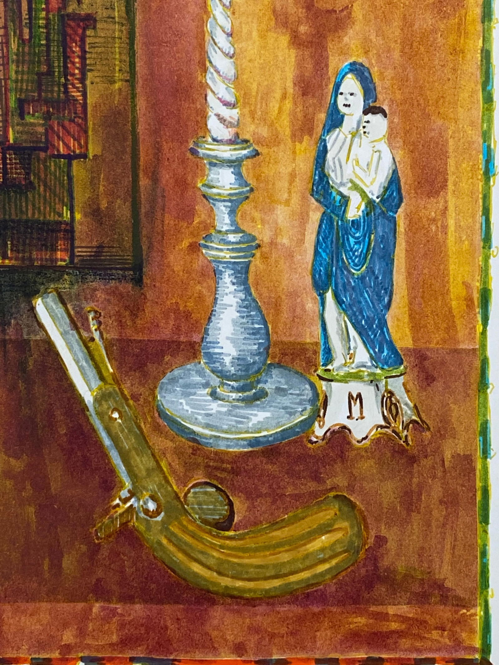 1950's French Modernist/ Cubist Painting - Mother & Child Vs Objects Scene 1950 - 6