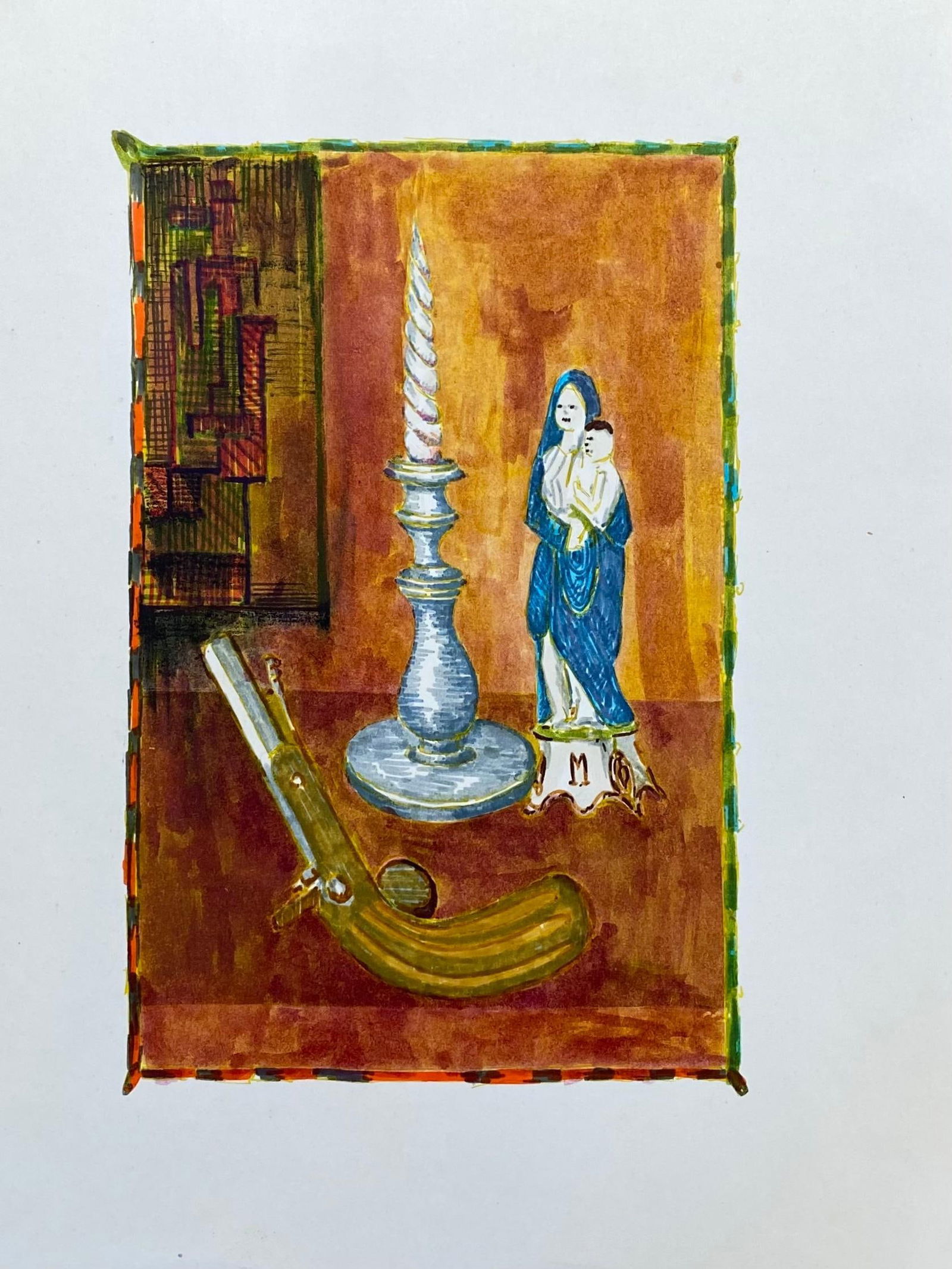 1950's French Modernist/ Cubist Painting - Mother & Child Vs Objects Scene 1950 - 4