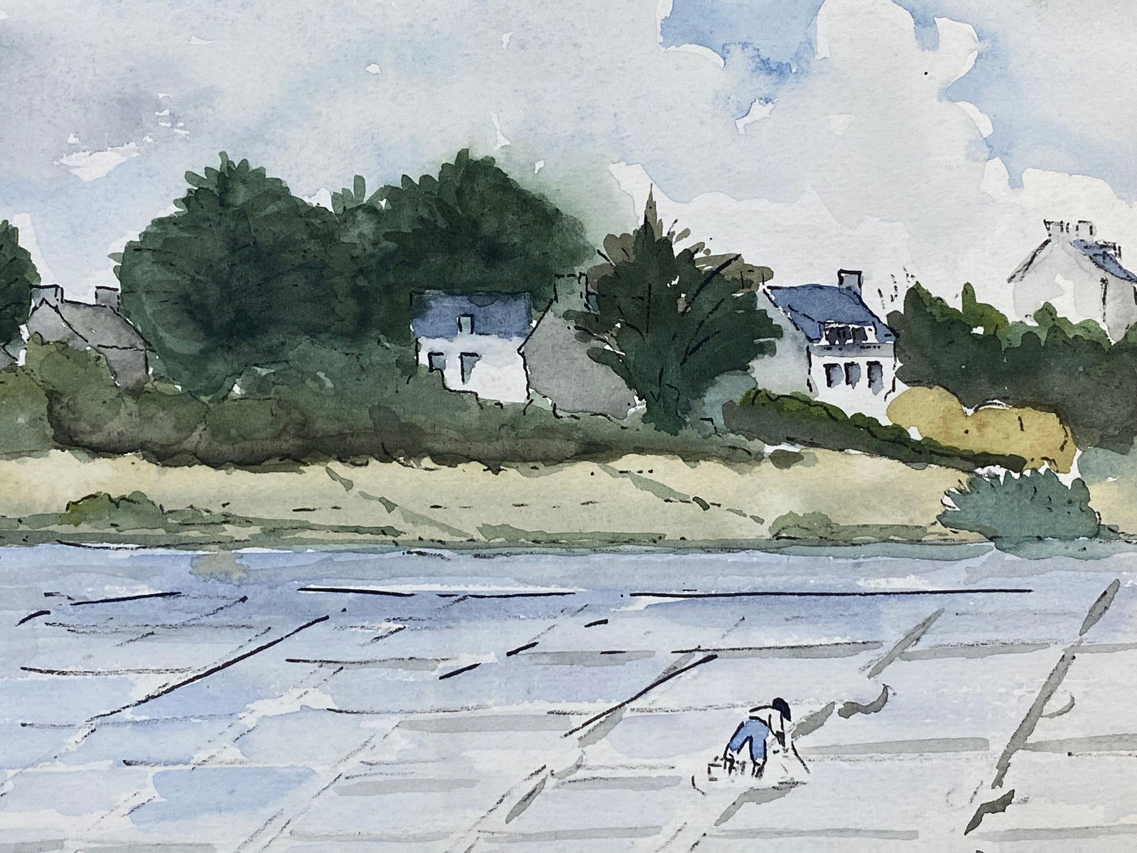 1950's French Modernist/ Cubist Painting - Peaceful Light Colours Landscape 1950 - 10