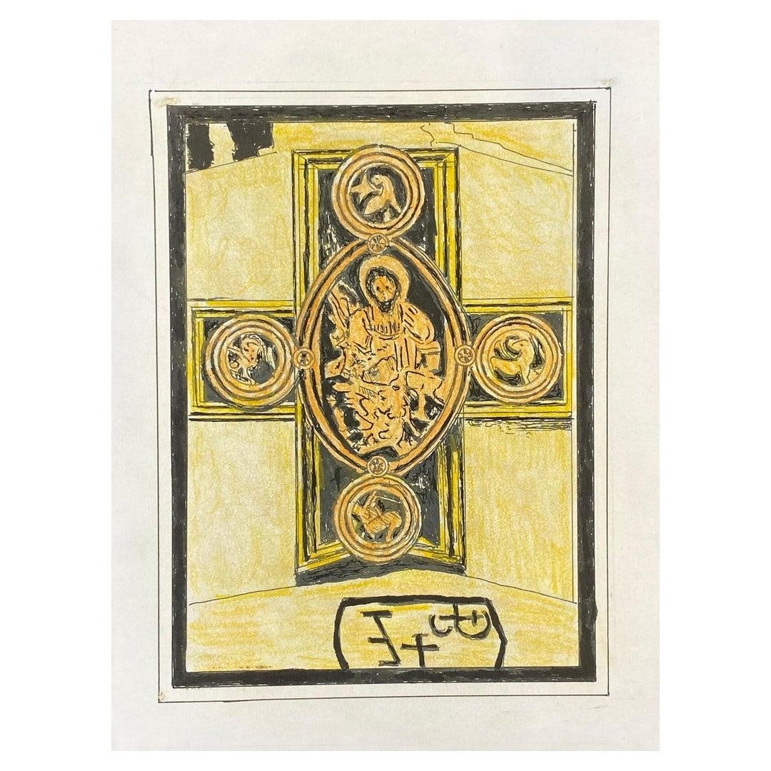 1950's French Modernist/ Cubist Painting - Religious Architecture 1950 - 2