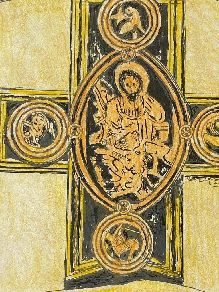 1950's French Modernist/ Cubist Painting - Religious Architecture 1950 - 4