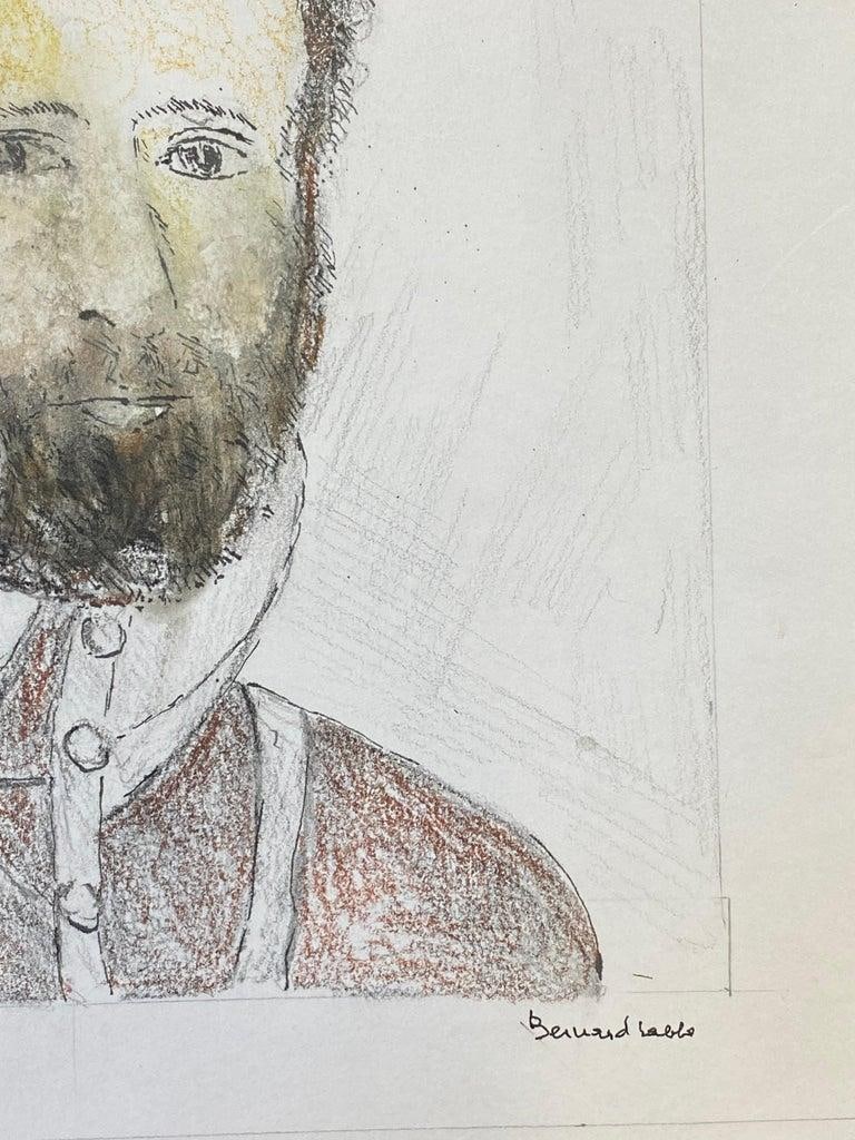 1950's French Modernist/ Cubist Painting Signed - Male Portrait 1950 - 6