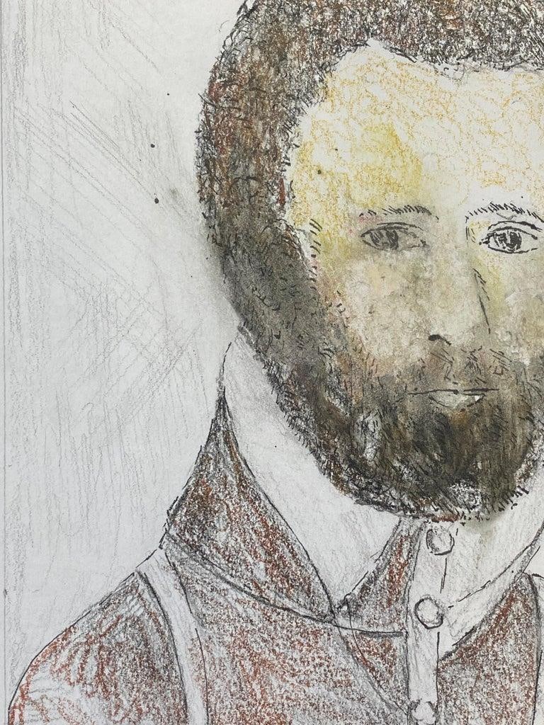 1950's French Modernist/ Cubist Painting Signed - Male Portrait 1950 - 10