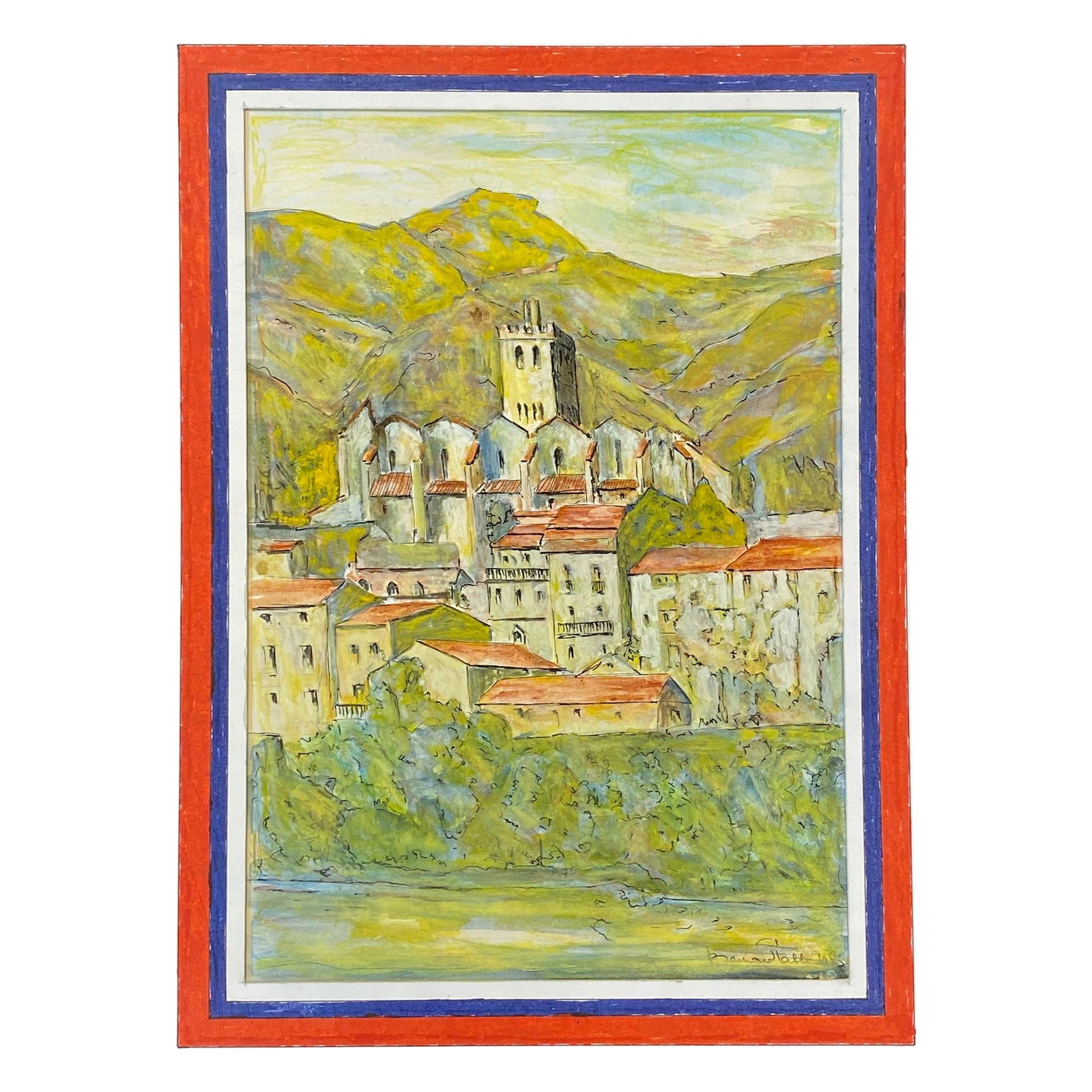 1950's French Modernist/ Cubist Painting Signed - Stunning French Buildings 1950 - 11