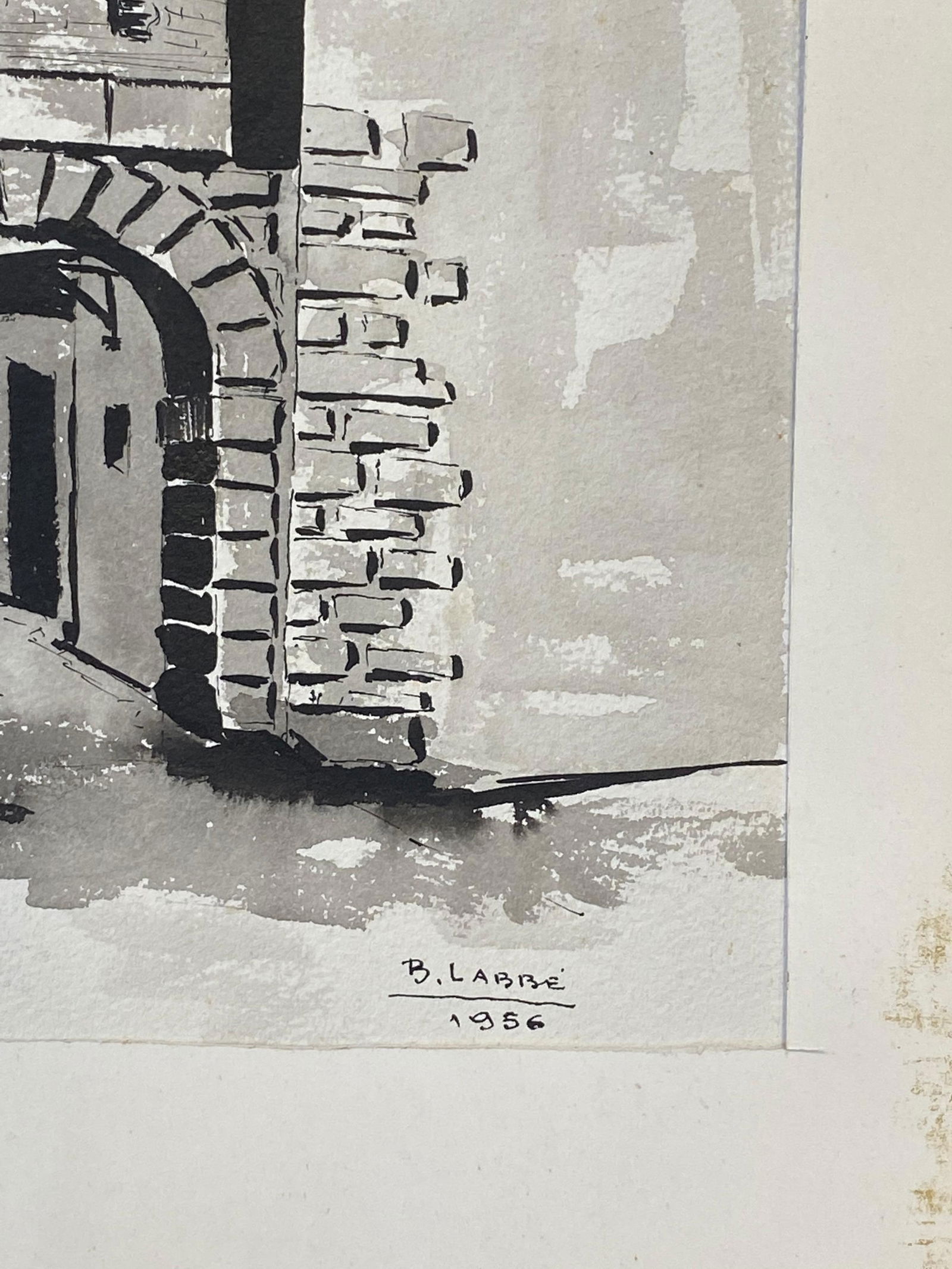 1950's French Modernist/ Cubist Painting Signed, Black & White French Archway 1950s - 7