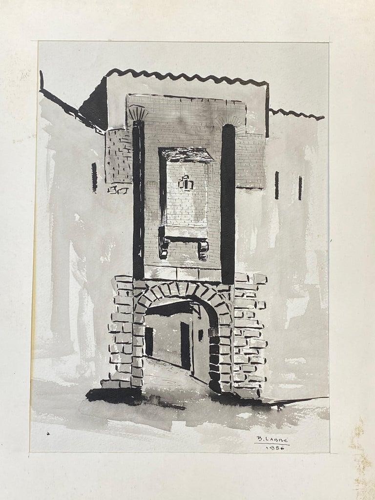 1950's French Modernist/ Cubist Painting Signed, Black & White French Archway 1950s - 3
