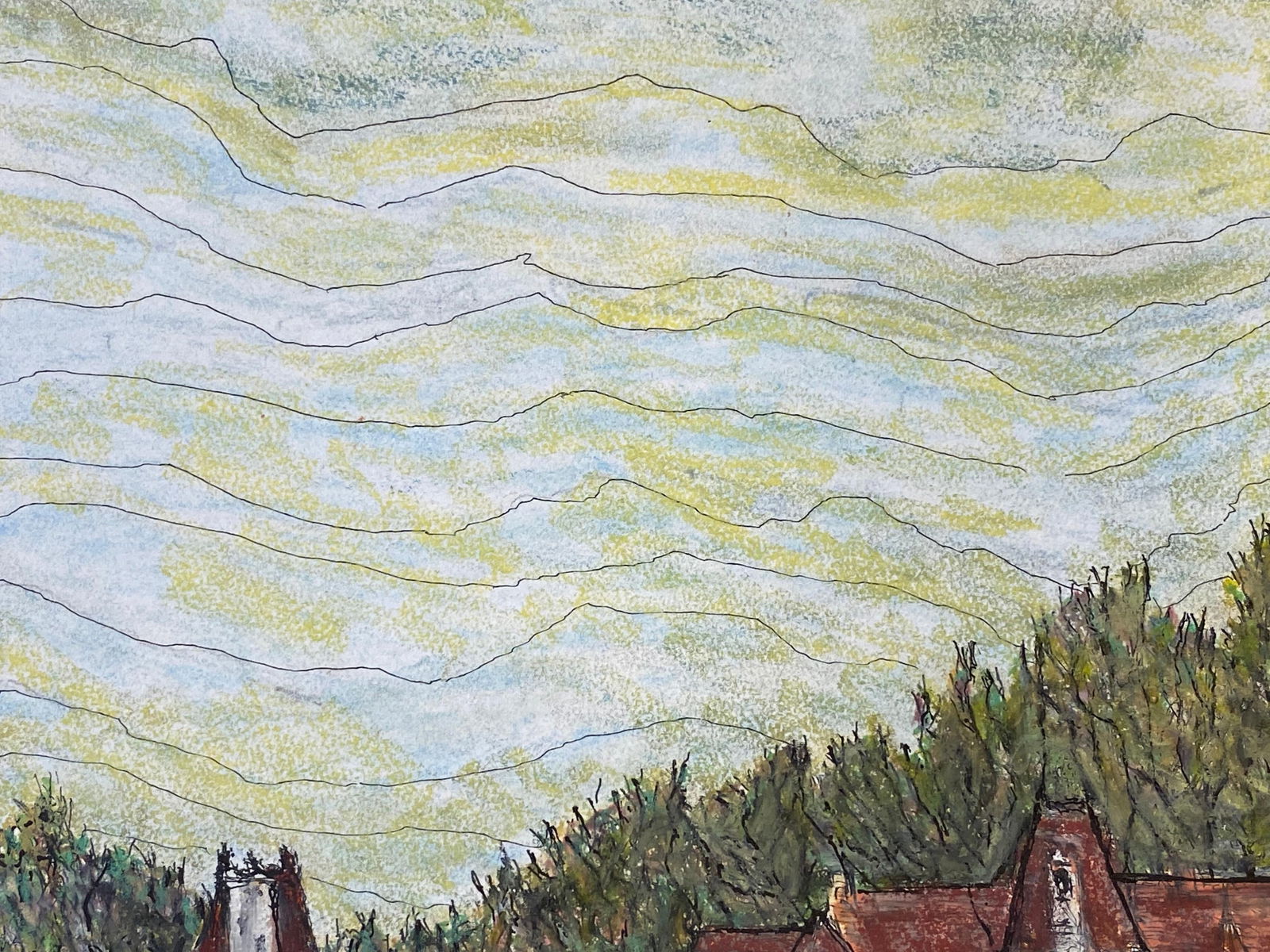 1950's French Modernist/ Cubist Painting signed, French Chateau 1950s - 7